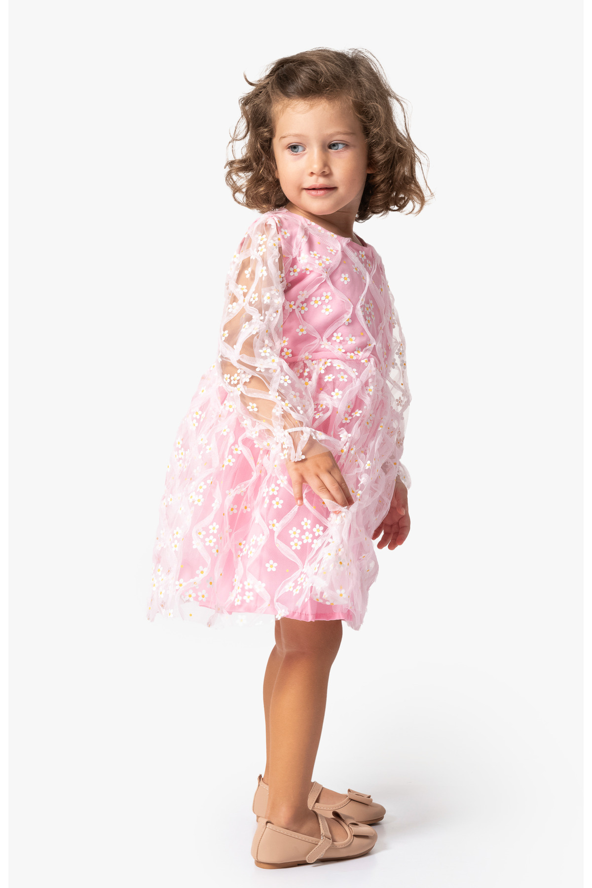 Baby Animals Kız Bebek Elbise Kız Çocuk Elbise Doğum Günü Parti Düğün Tütü Tüllü Uzun Kollu Astarlı Elbise fotoğrafı 2 (önizleme)