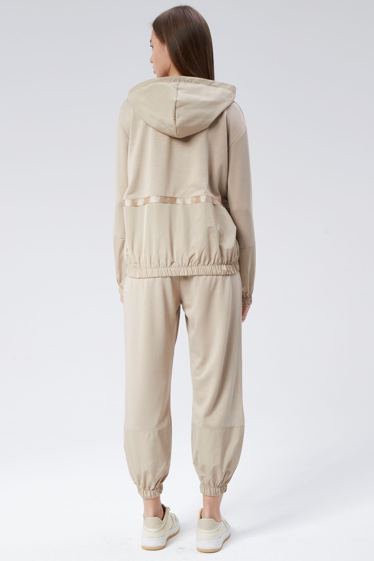 soBasic-Modal Hooded Tracksuit Set - Mink with Pockets and Zipper, Garnish 8