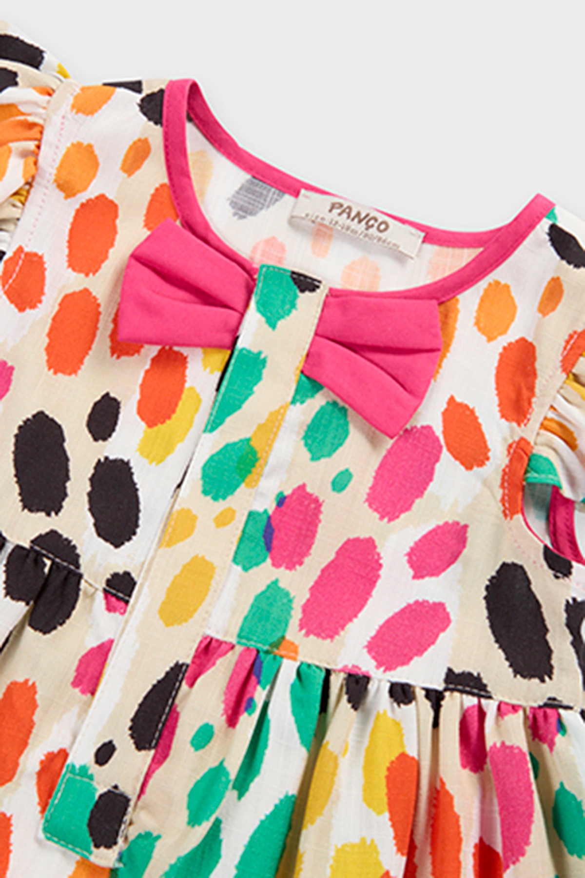 Panço Kız Bebek Leopar Desenli Bej Elbise fotoğrafı 3 (önizleme)