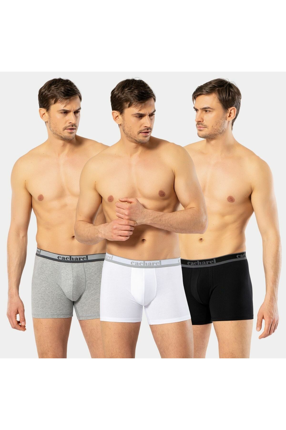 Cacharel Erkek 3'lü Boxer 1338/Siyah-Gri-Beyaz