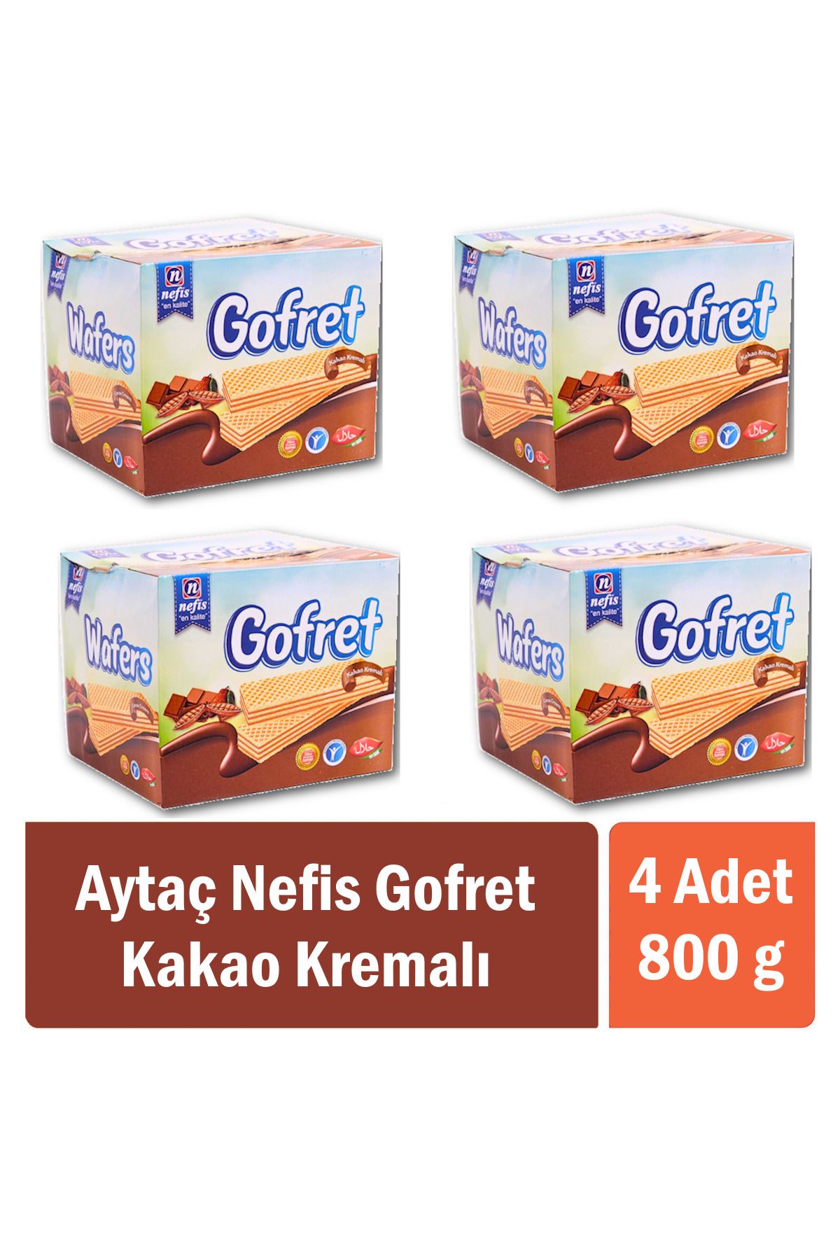 Aytaç Nefis Gofret Kakao Kremalı 800 gr x 4 Adet