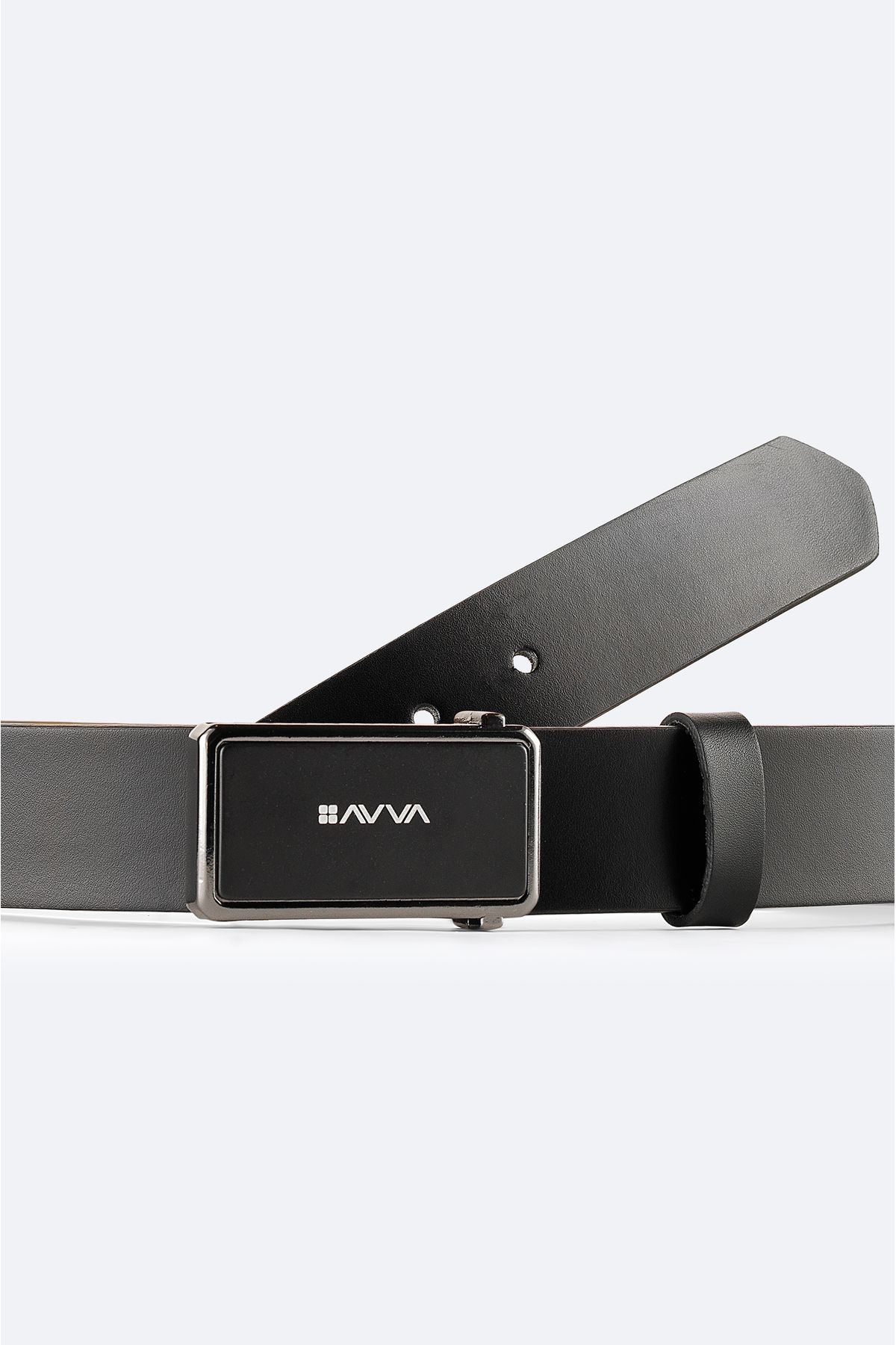 Avva-Men's Black Leather Belt A42Y9303 3