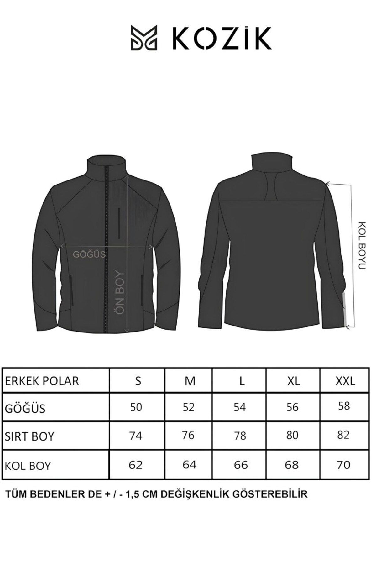 Kozik-Unisex Polar Non-Pilling Standard-Fit Men's Full Zip 3-Pocket Polar 3