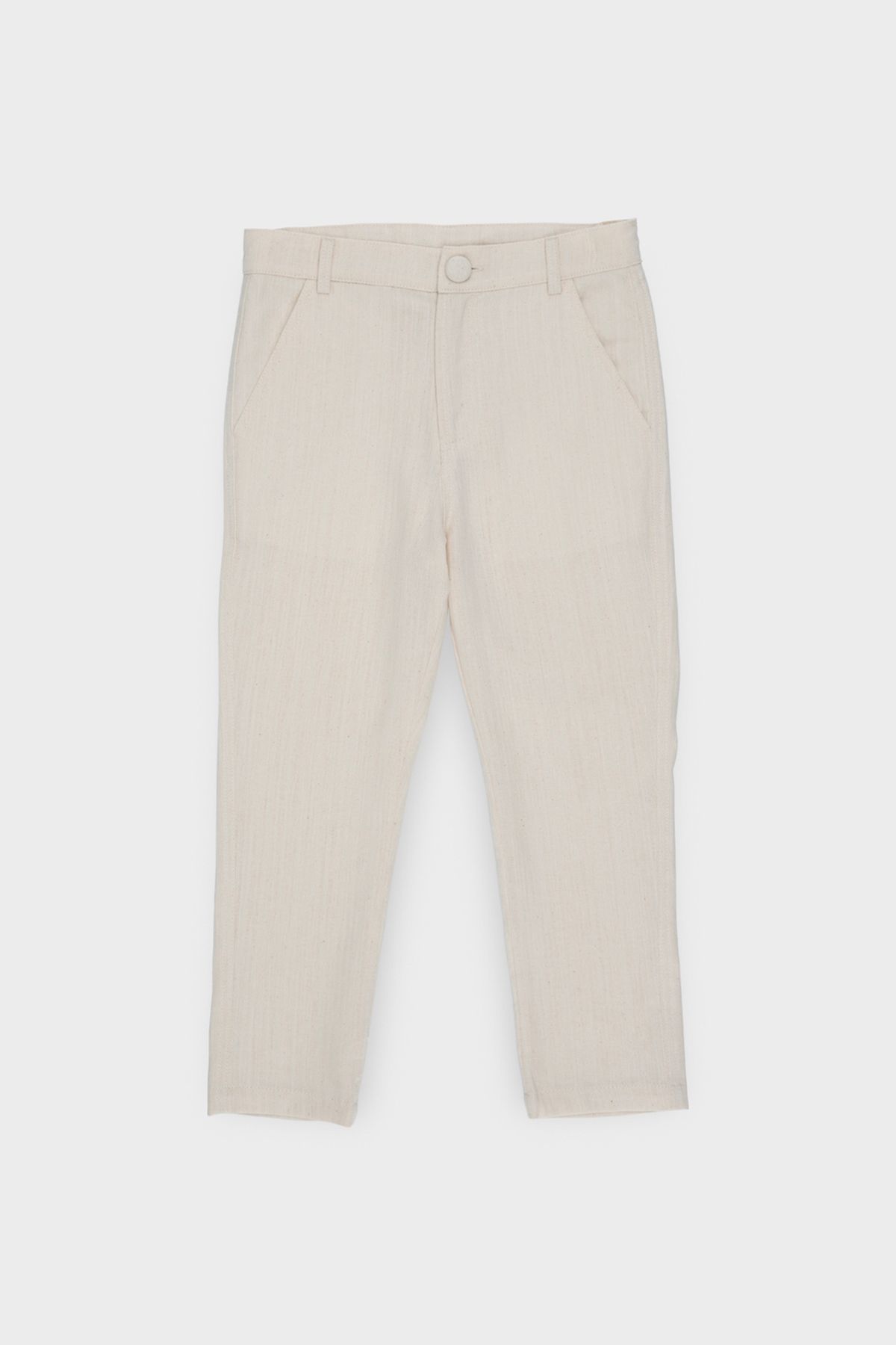 Panço-Boy's Button Detailed Beige Trousers 1