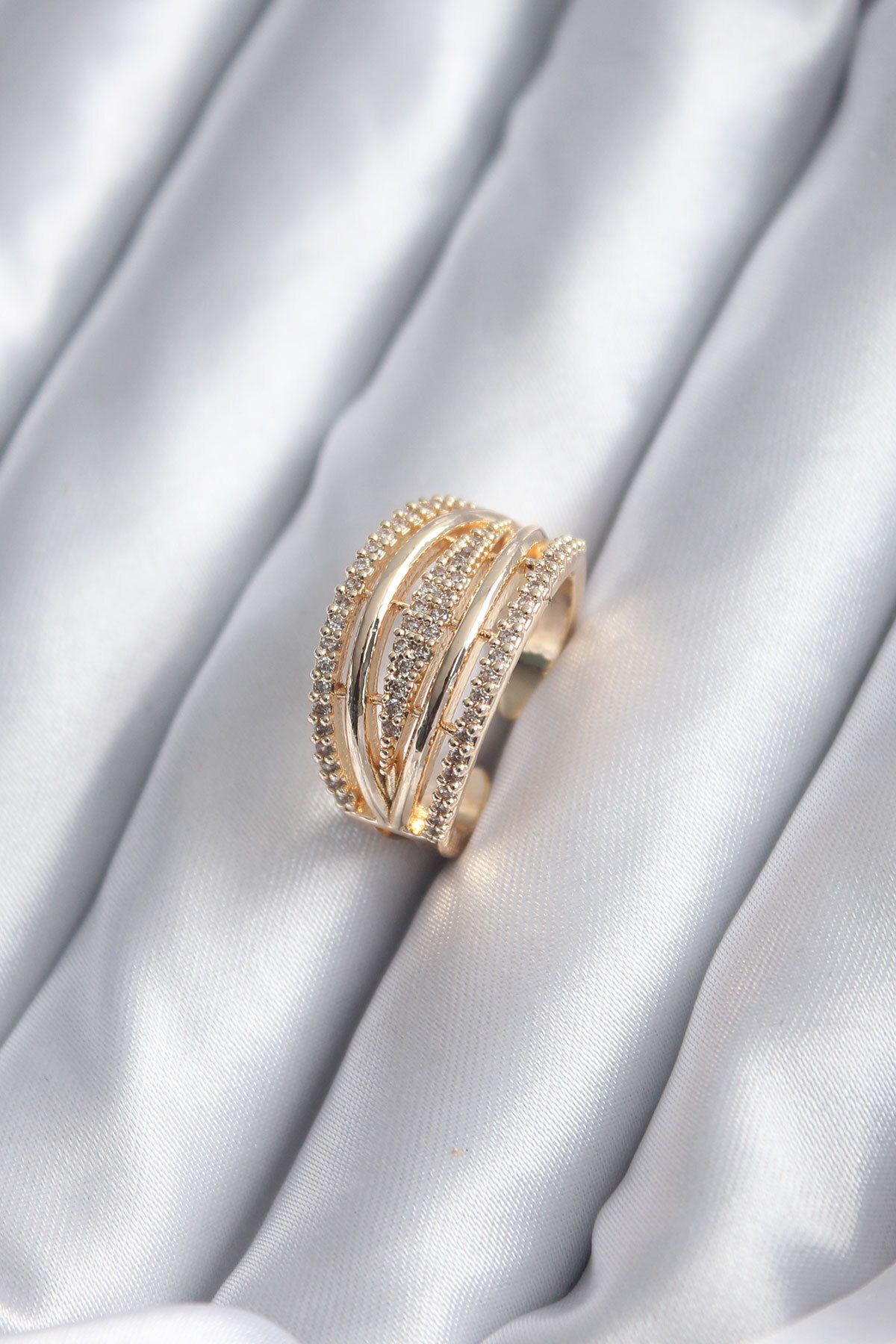 BZK ACCESSORİES Gold Renk Zirkon Taşlı Kadın Yüzük