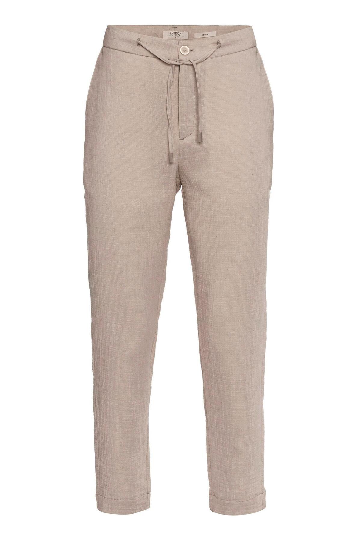 Antioch-Beige Men's Trousers - Regular Fit, Drawstring Waist 5