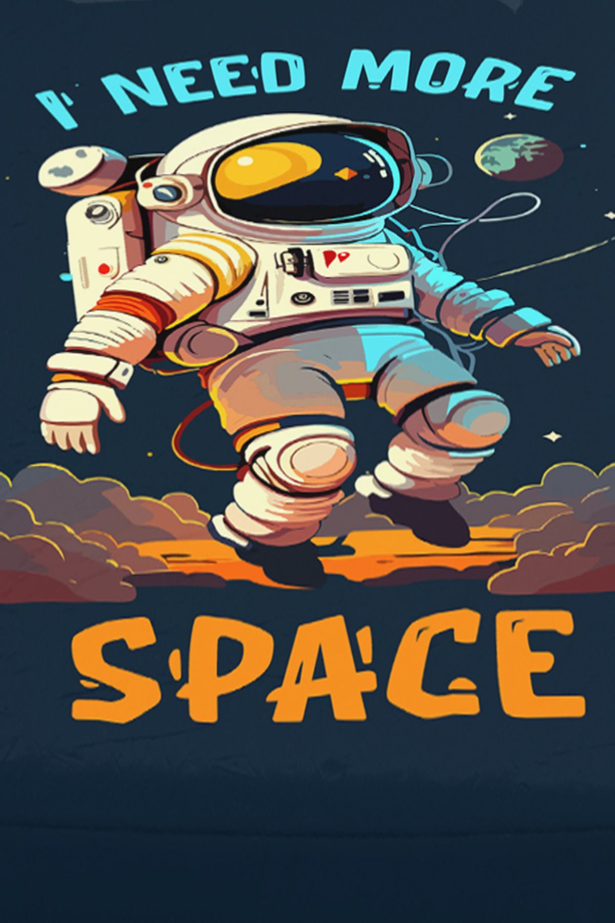 3D ELSE HALI-Blue Astronaut Patterned Boy's Single Pillowed Elastic Sheet Set 100X200Cm 3