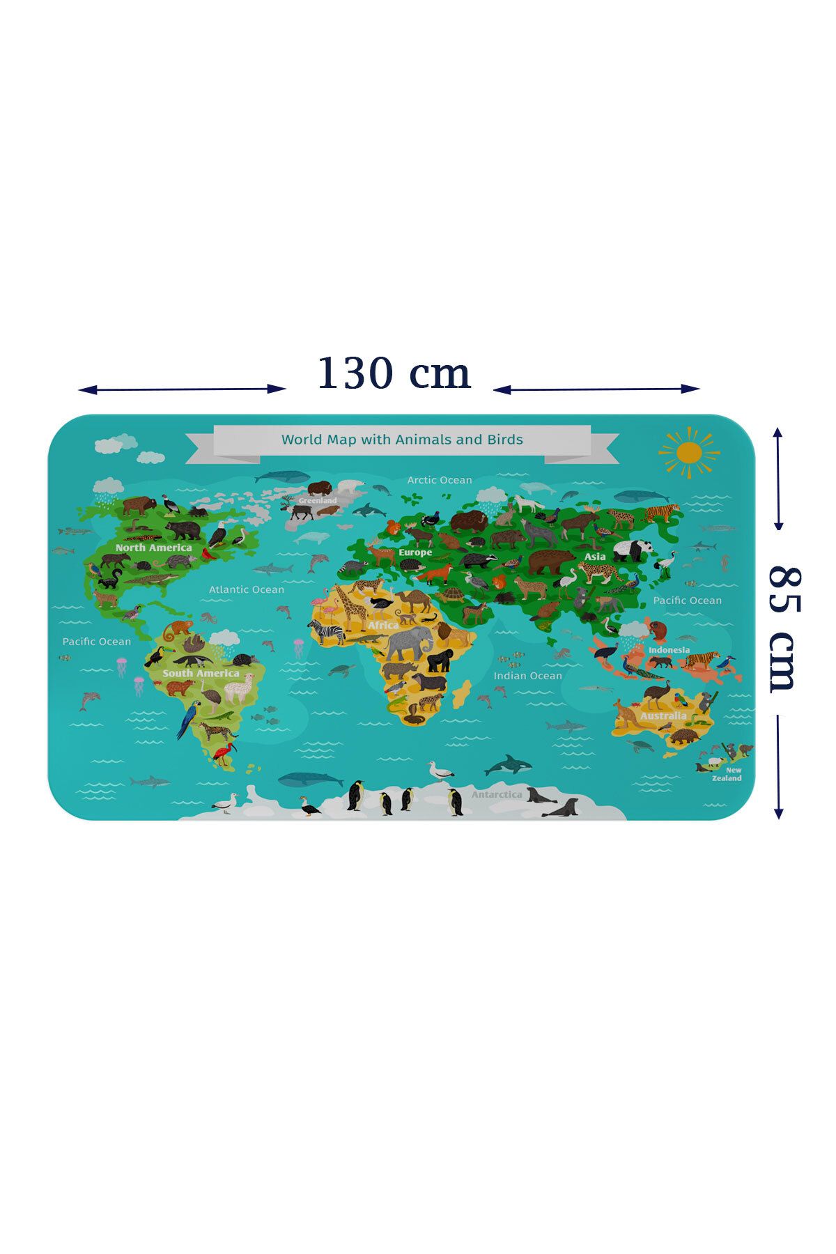 Haye Collection Eğitici Dünya Haritası Dünya Atlası Çocuk ve Bebek Odası Duvar Sticker-85x130-3780