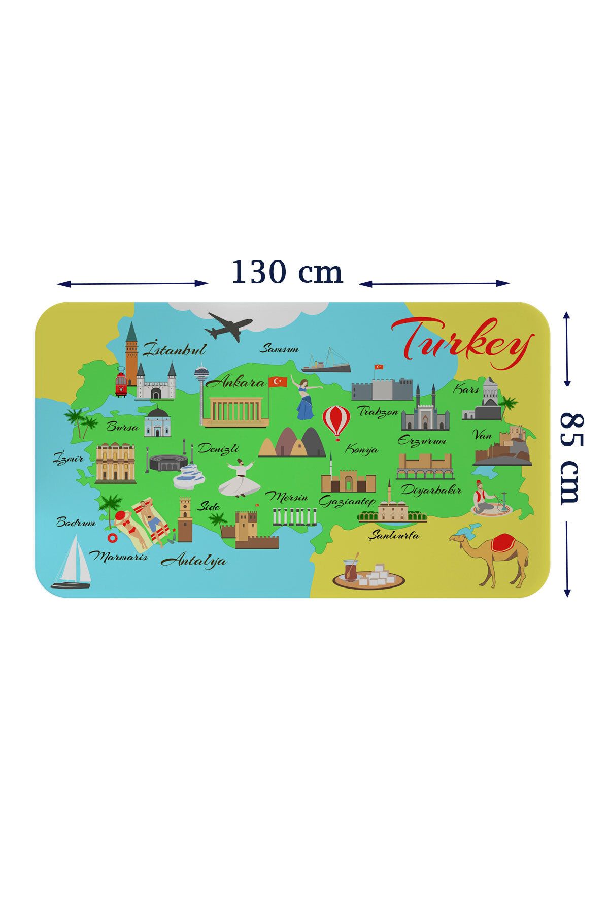 Haye Collection Eğitici ve Öğretici Cocuk Odası Türkiye Haritası Duvar Sticker-85x130-3876