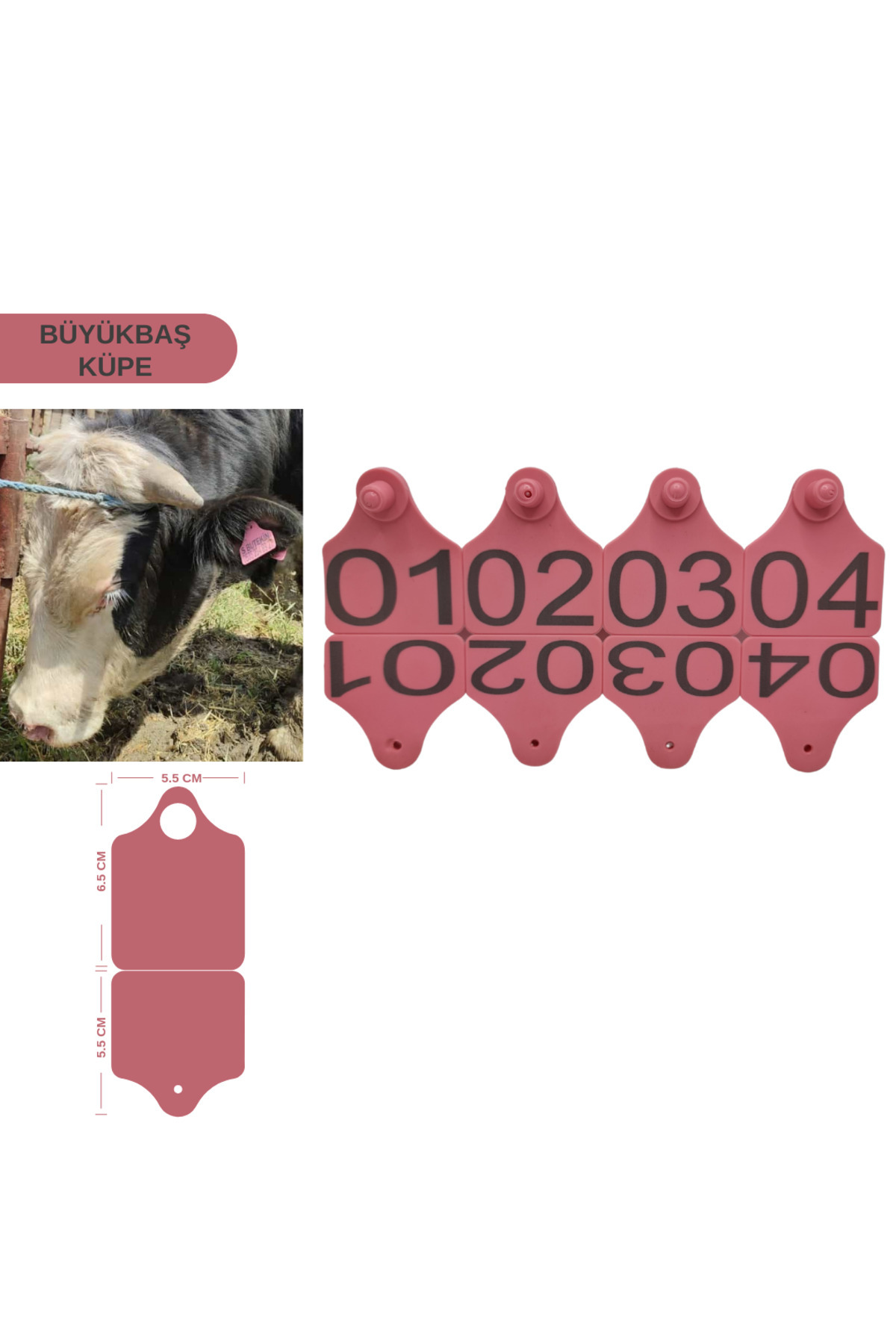 Genel Markalar 100 Adet Pembe Renk Büyükbaş Hayvan Kulak Küpesi Pens Ucu Hediye