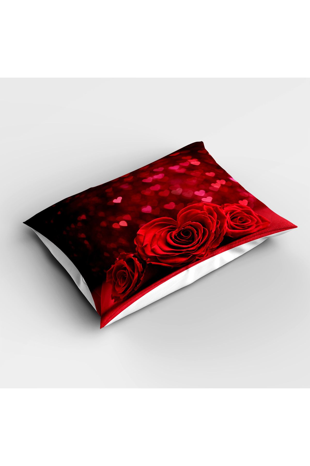3D ELSE HALI-Red Roses Patterned Digital Printed Single and Children's Bedspread and Pillowcase 3