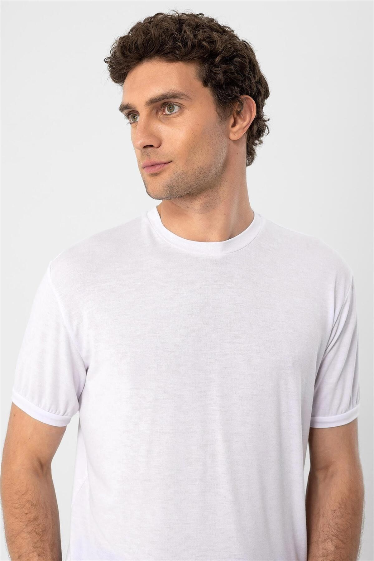Antioch-White Crew Neck Men's T-shirt 5