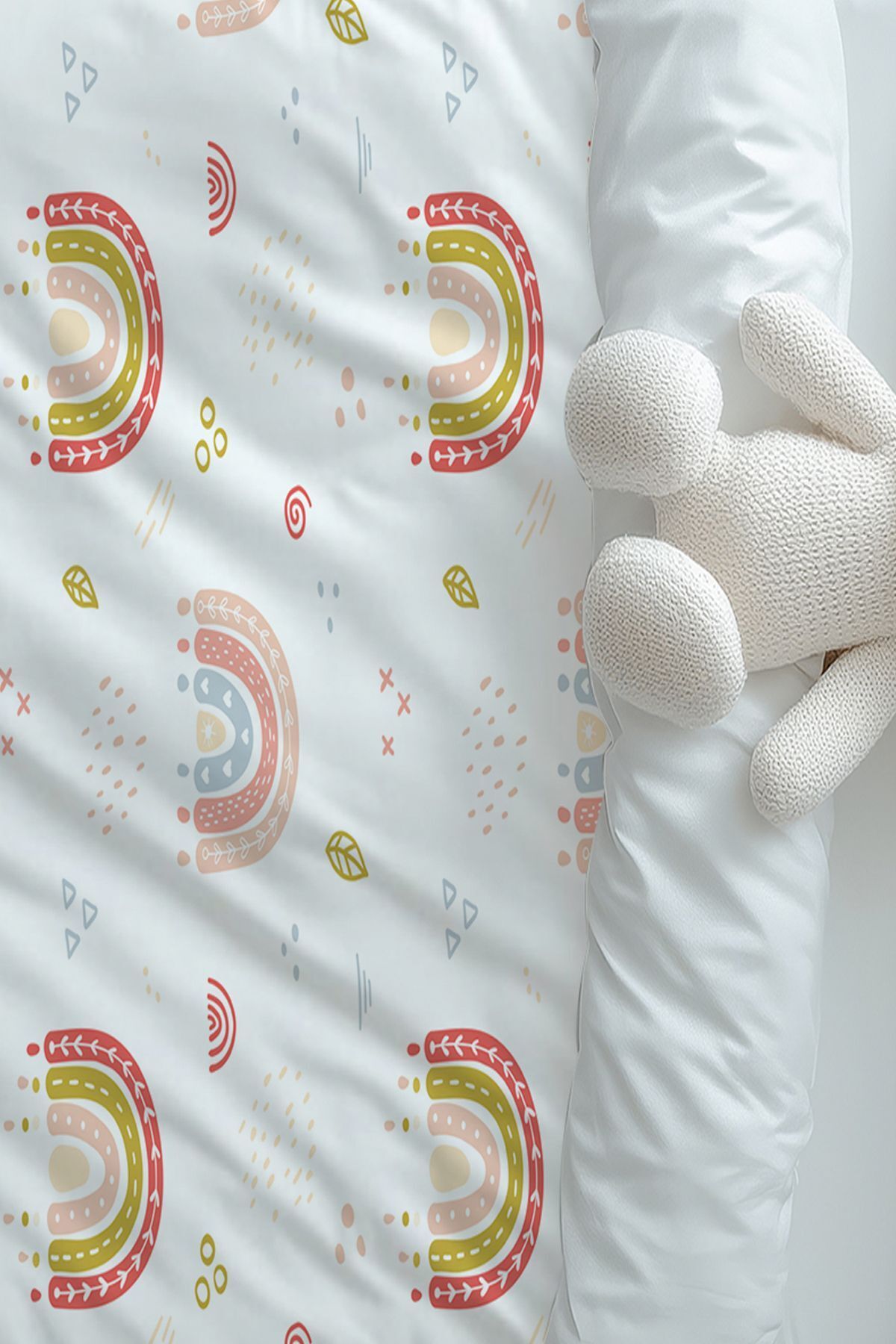 3D ELSE HALI-Minimal Rainbow Patterned Girl's Single Duvet Cover Set with Pillowcase 4