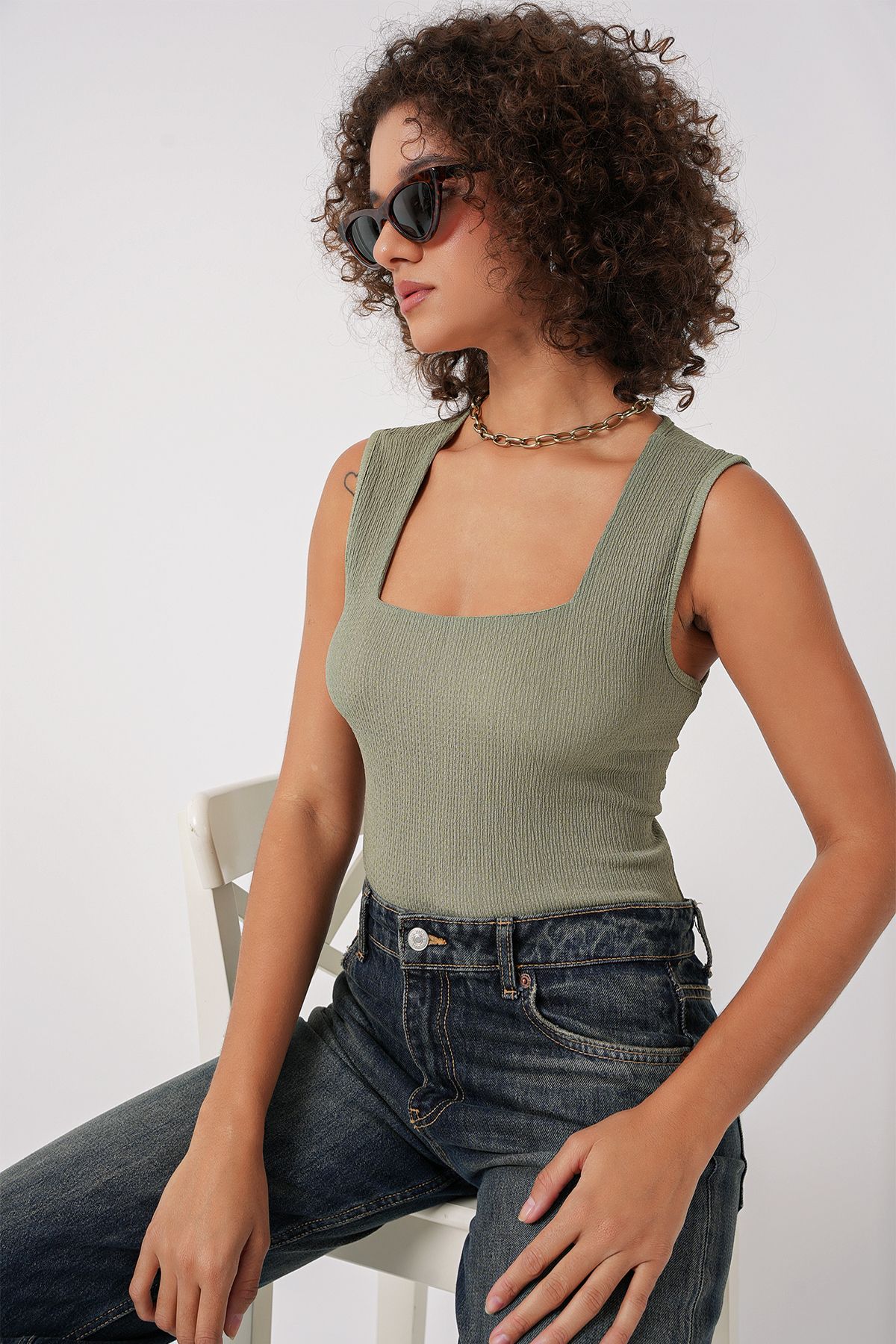 Bigdart-Çağla – Strickbluse, Modell 0476, Design mit Nullärmeln 3