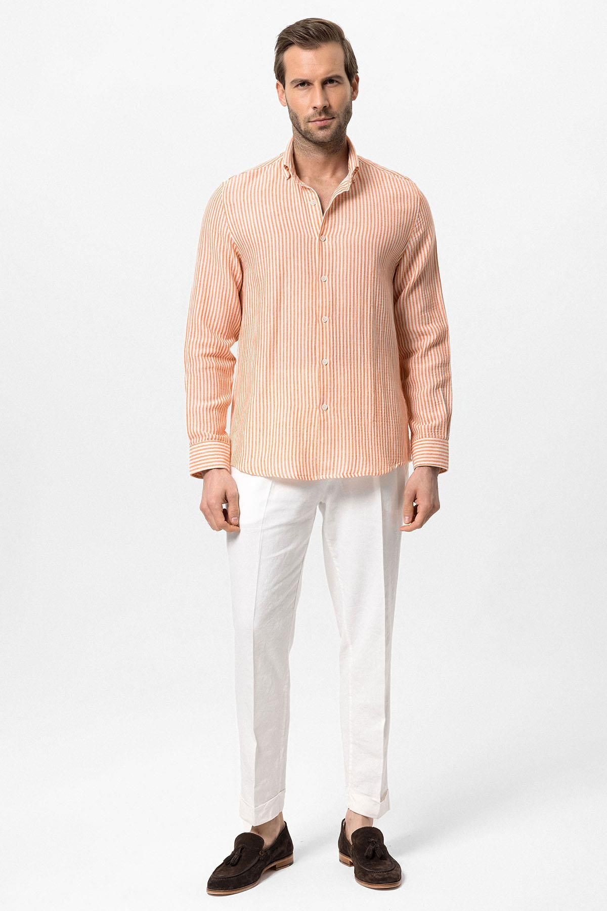 Antioch-Orange Striped Men's Shirt 4