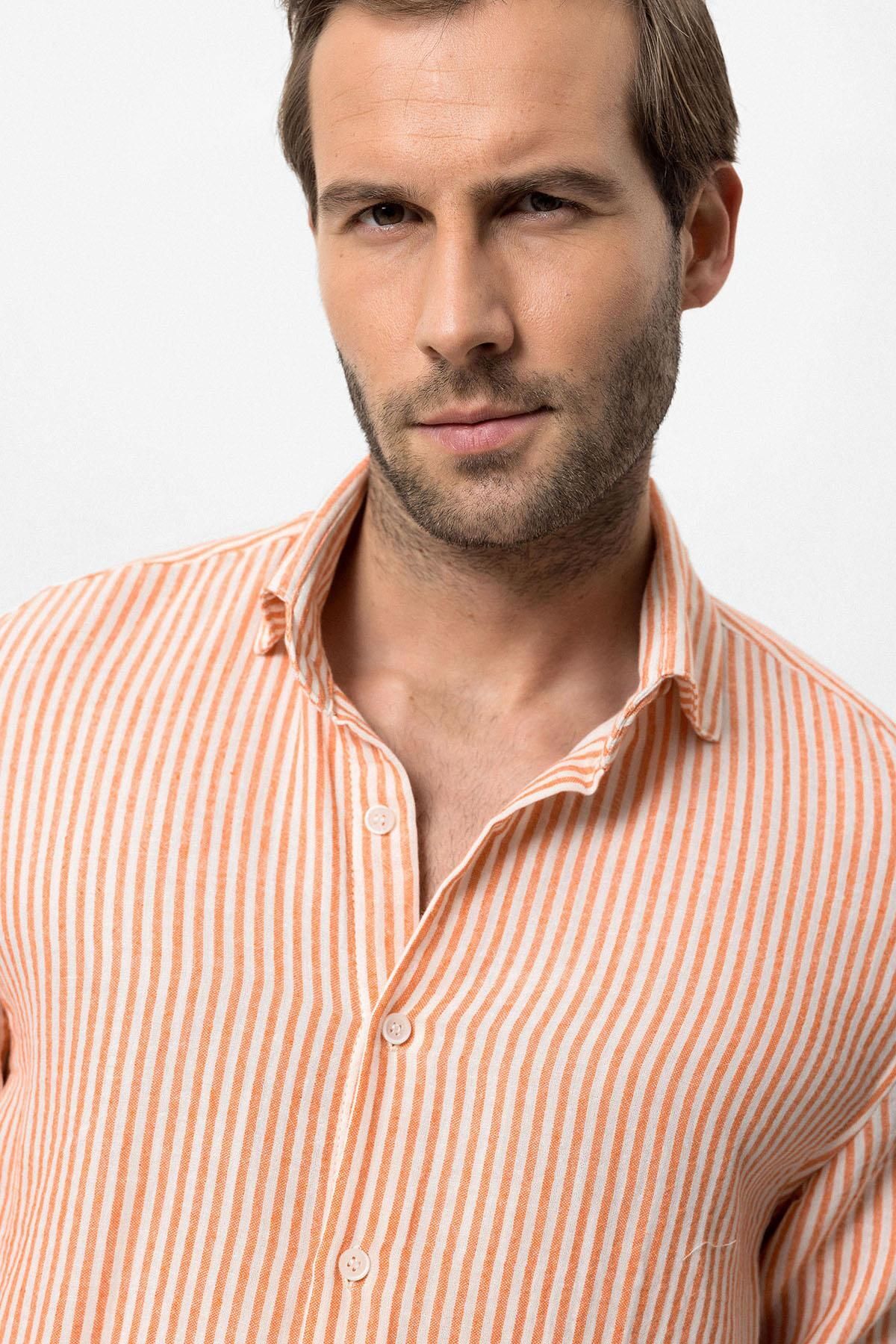 Antioch-Orange Striped Men's Shirt 6