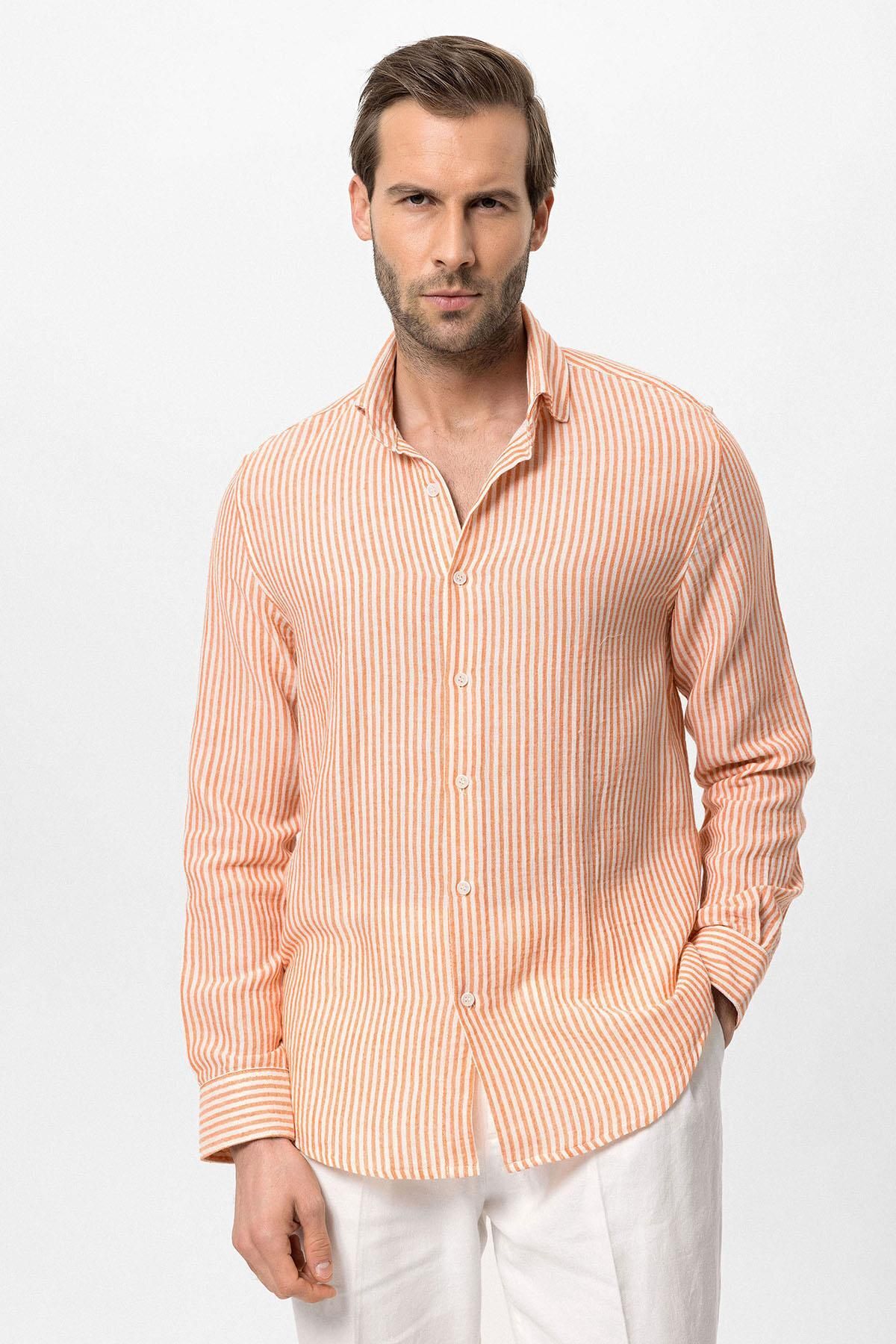 Antioch-Orange Striped Men's Shirt 5