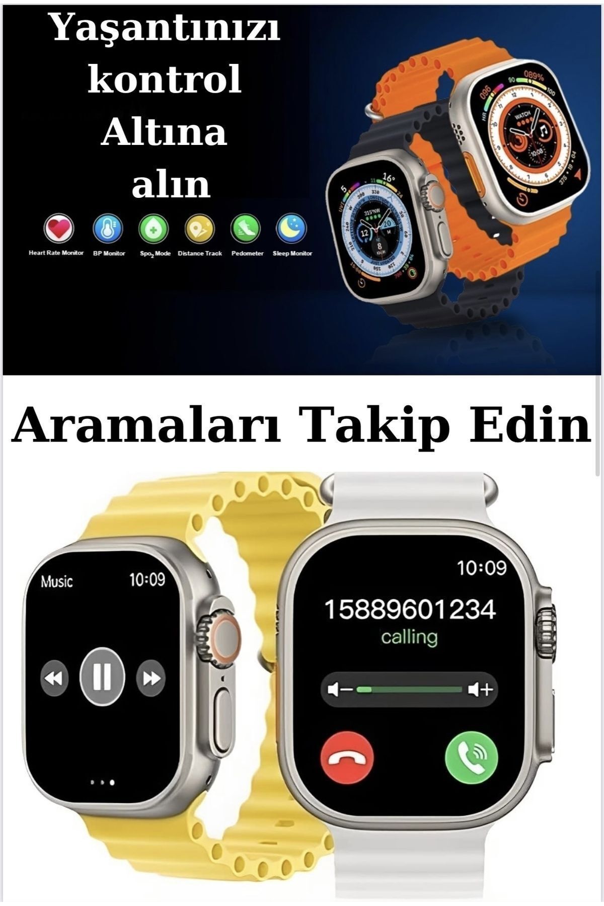 kadwex Akıllı Saat Y60 Ultra2 Watch9 7 Kordon Kasa Koruma Kılıf Hediyeli Smart Watch Bluetooth-3