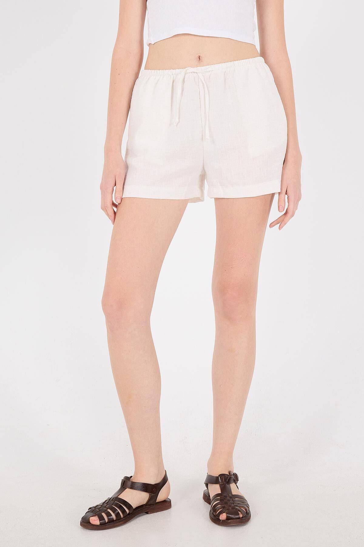 Addax-Elastic Waist Rope Tie Shorts Sh16521-P9 2