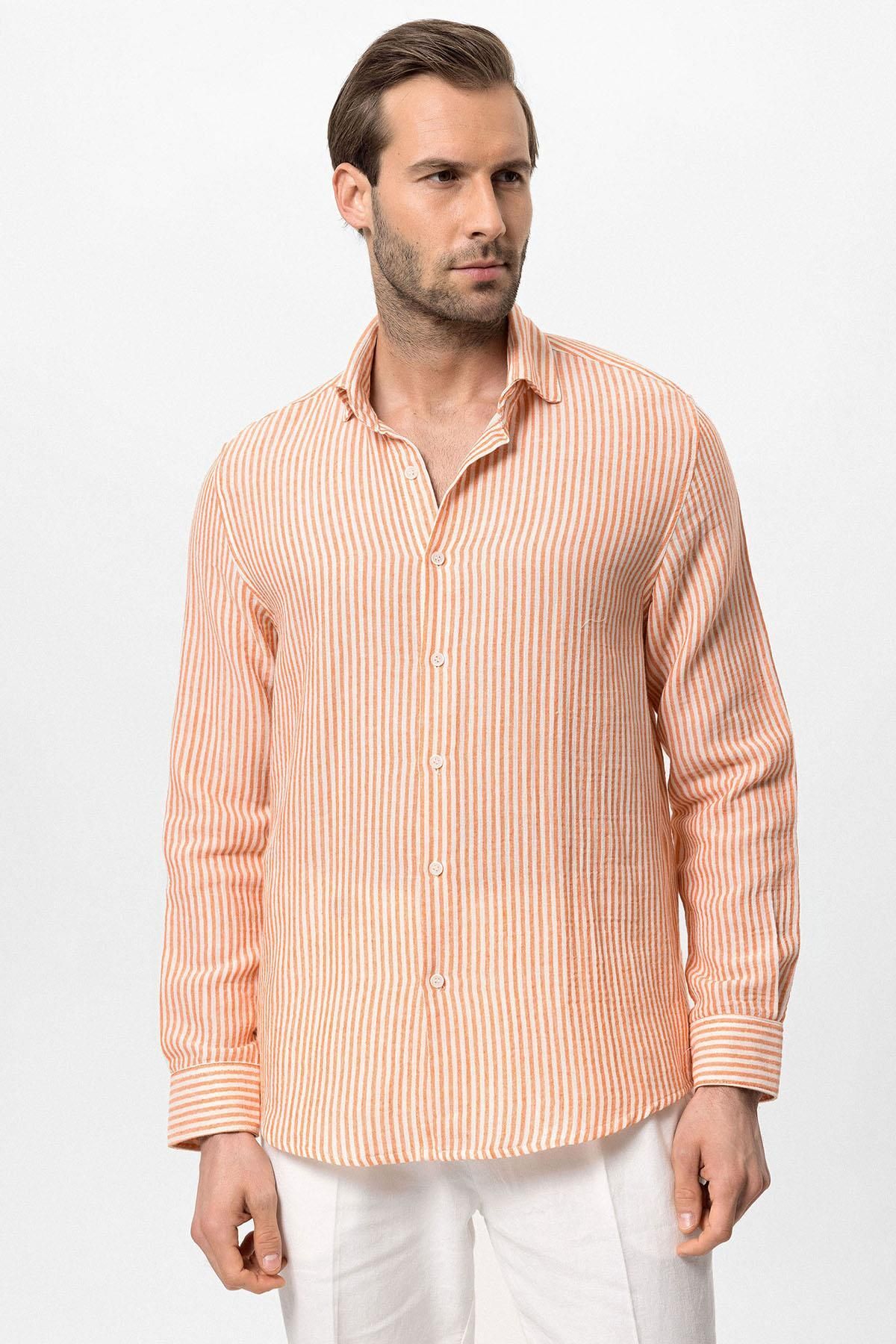 Antioch-Orange Striped Men's Shirt 2