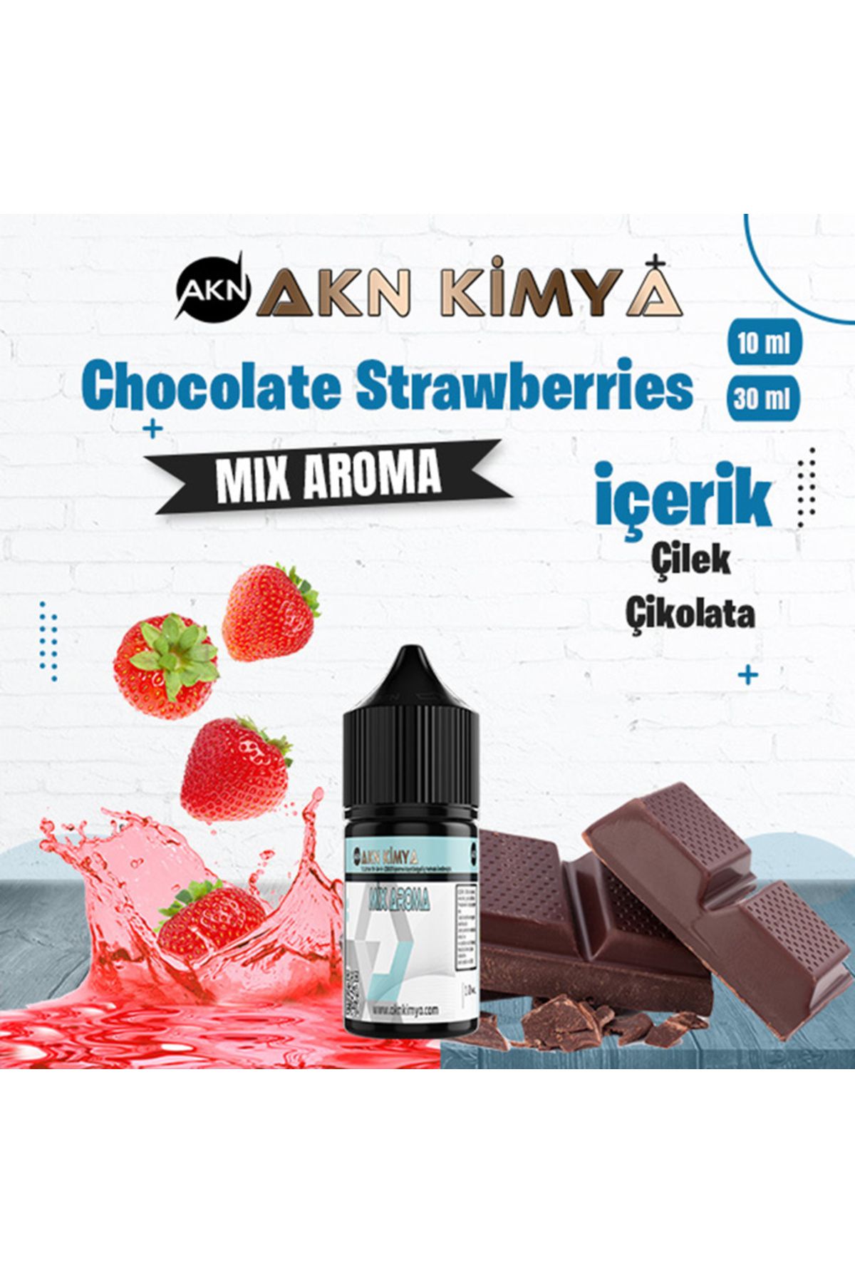 akn kimya Chocolate Strawberries Mix Aroma Çilek Çikolata Gıda Aroması 10 ml