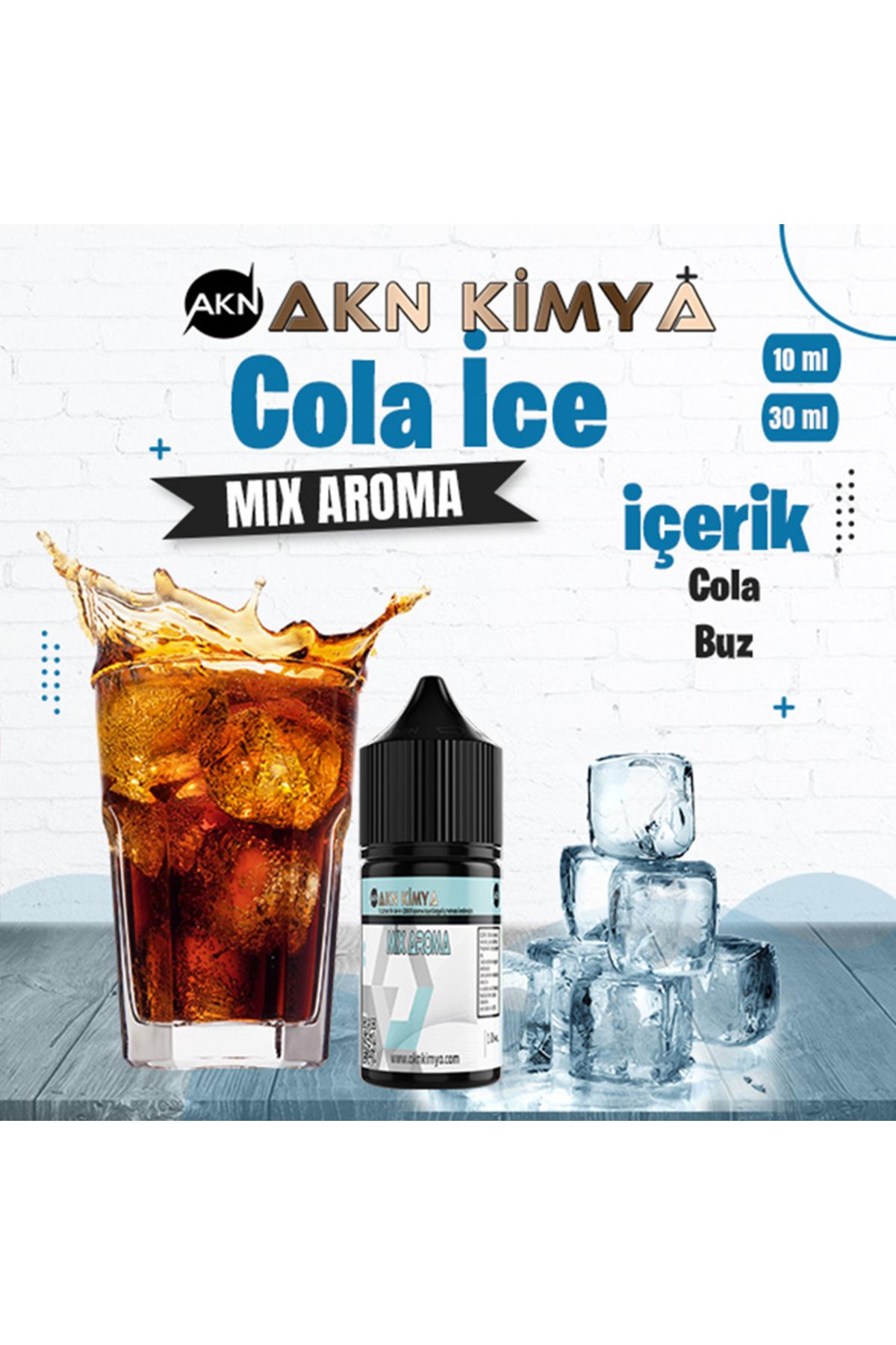 akn kimya Cola İce Mix Aroma Cola Buz Gıda Aroması 10 ml