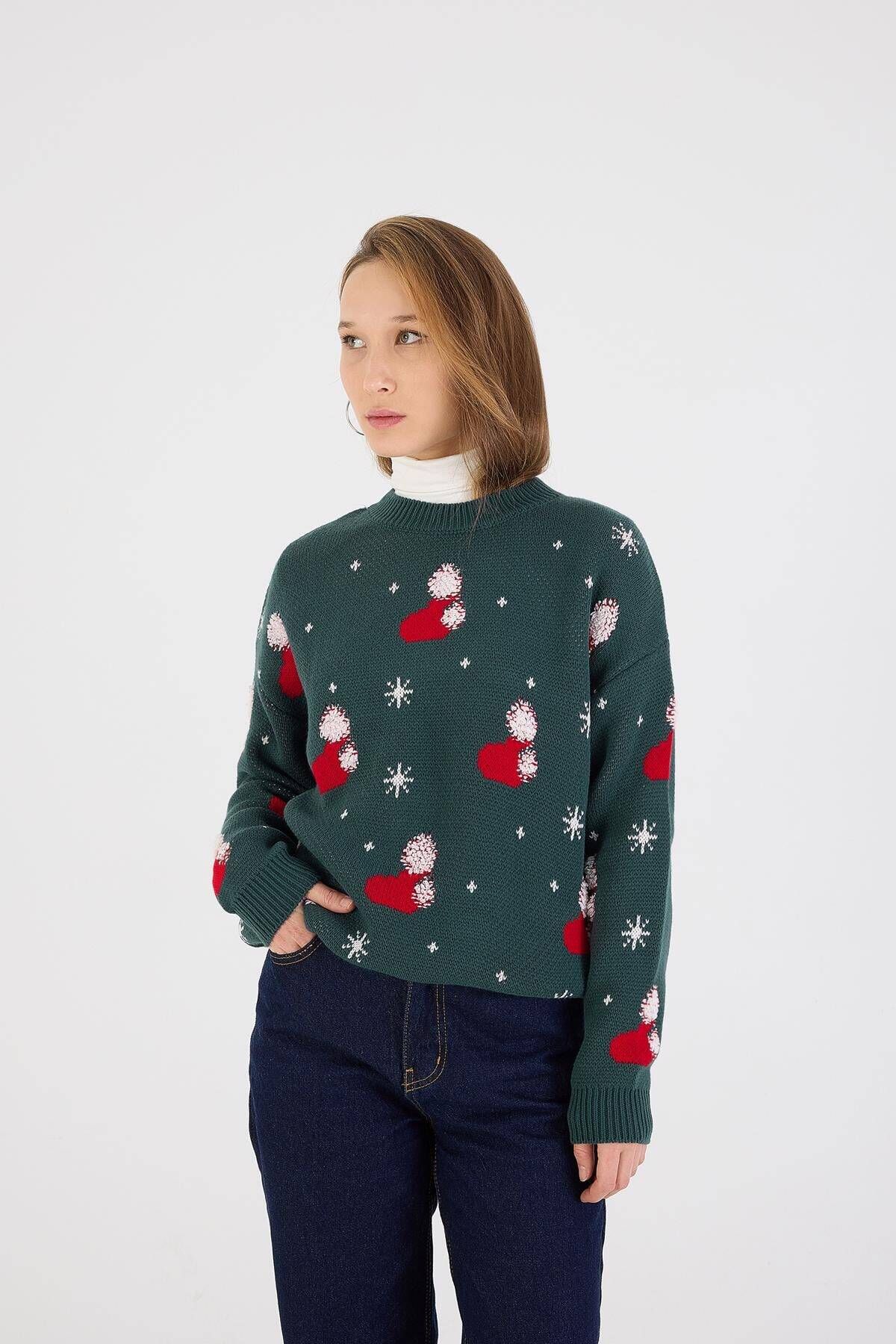 Addax-Snowflake Christmas Themed Knitwear Sweater K3335-B3 2