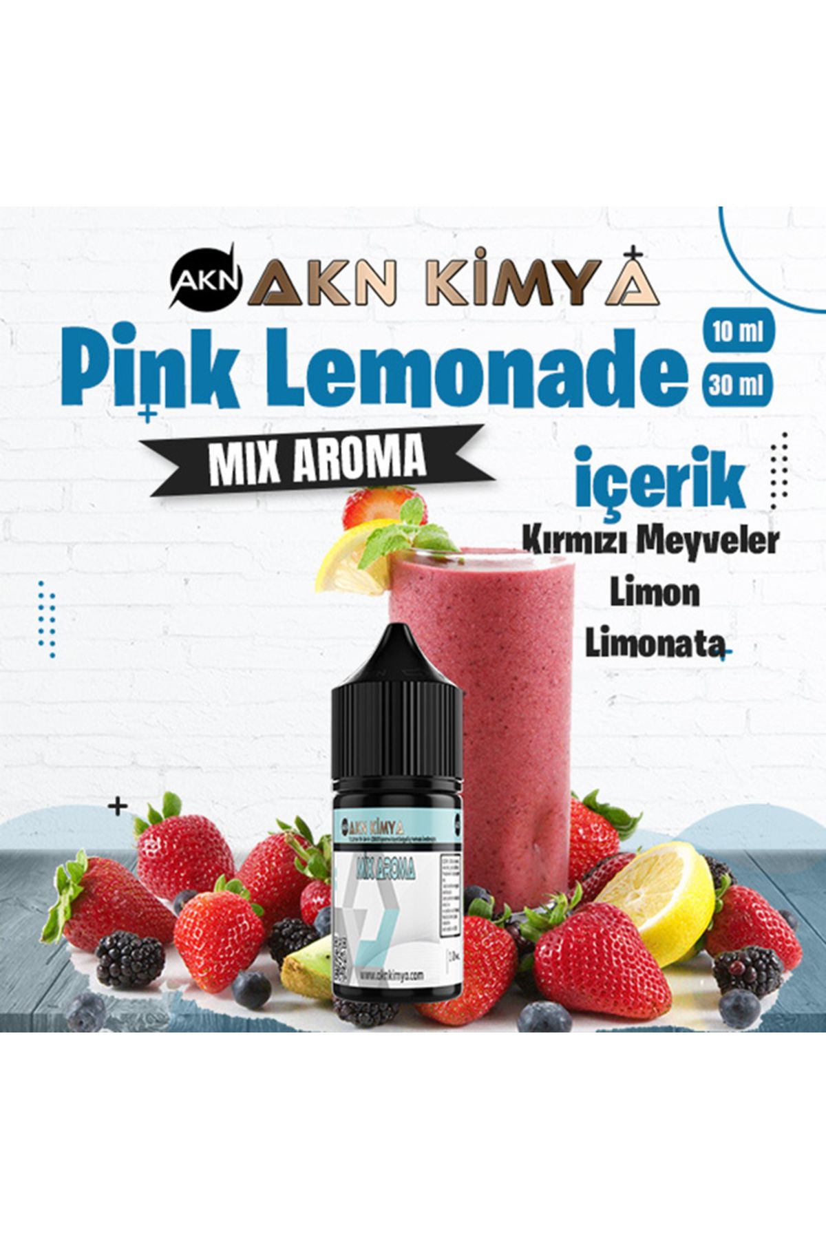 akn kimya Pink Lemonade Mix Aroma Kırmızı Meyveler Limon Gıda Aroması 10 ml