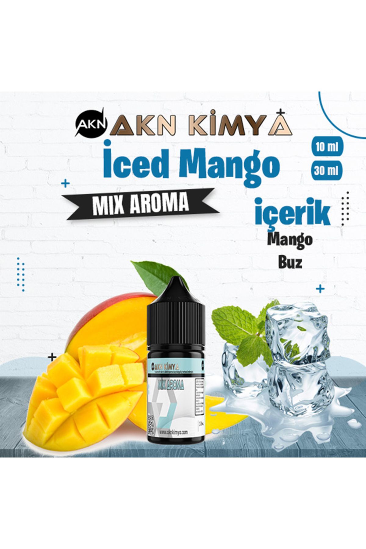 akn kimya İced Mango Mix Aroma Mango Buz Gıda Aroması 10 ml