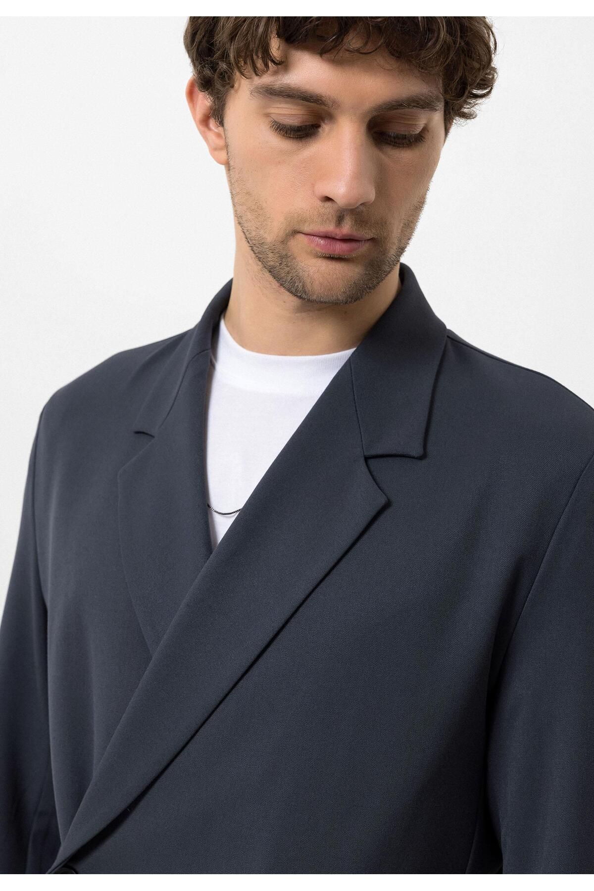 Antioch-Smoked Double Breasted Closure Hidden Pocket Men's Blazer Jacket 4