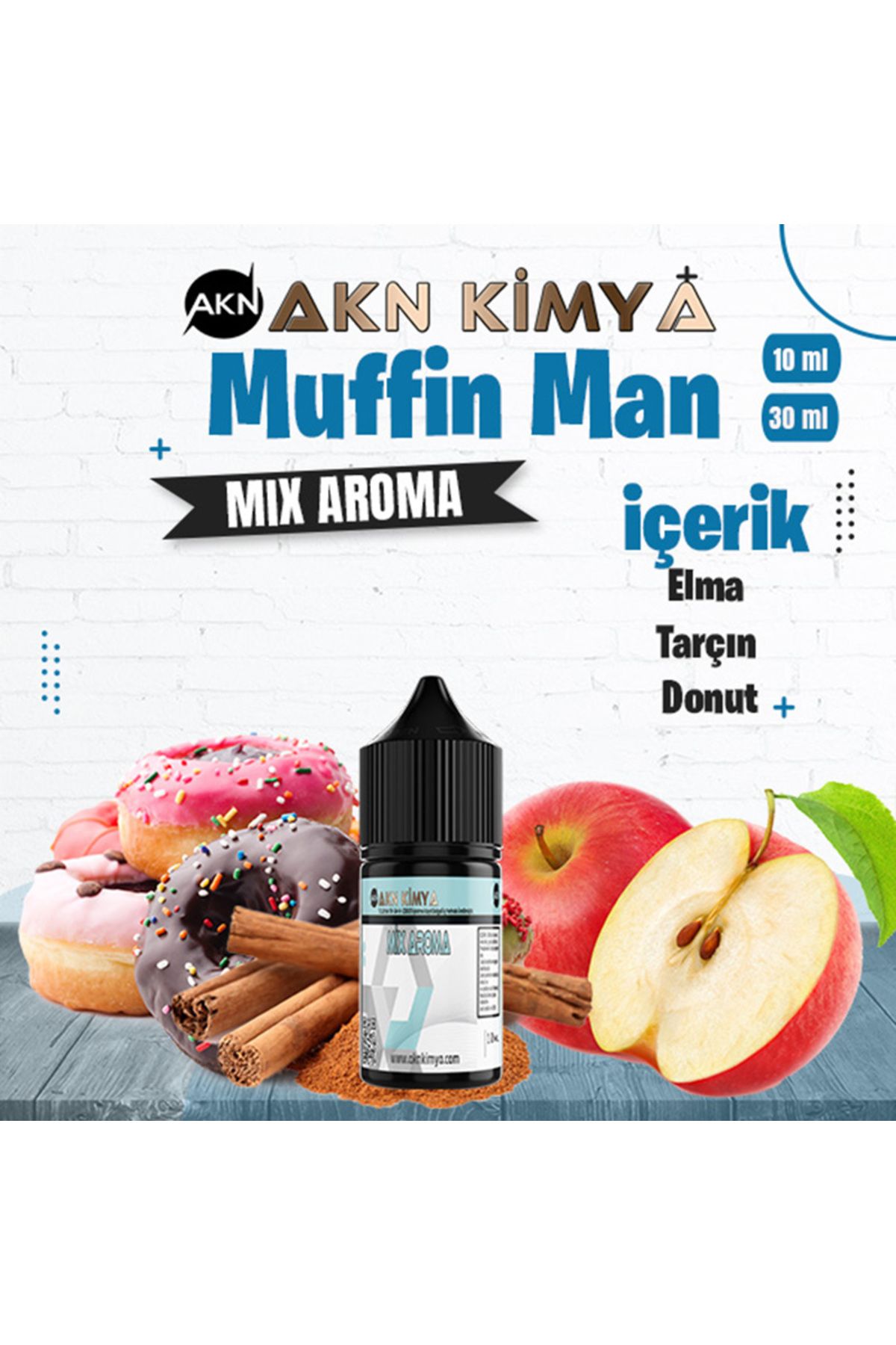 akn kimya One Hit Wonder Muffin Man Mix Aroma Elma Tarçın Donut Gıda Aroması 10 ml