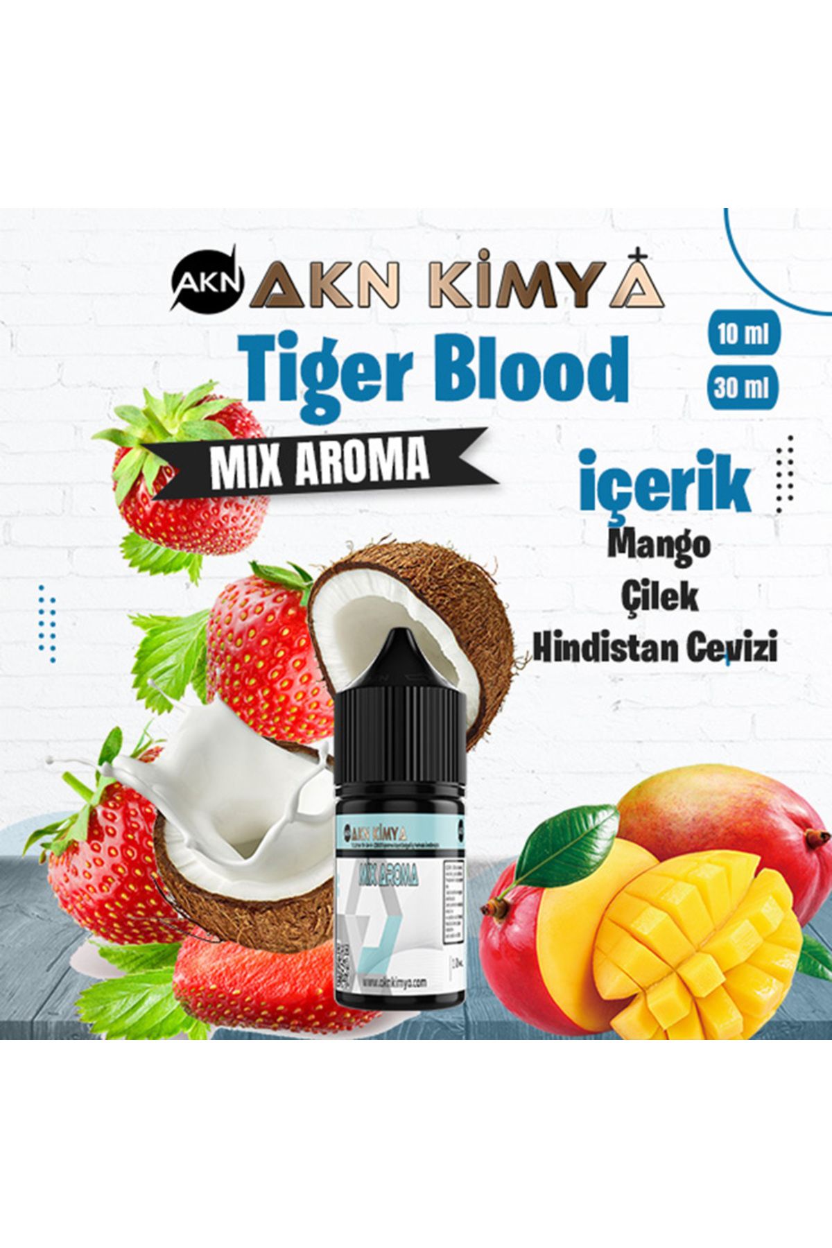 akn kimya Tiger Blood Mix Aroma Mango Çilek Hindistan Cevizi Gıda Aroması 10 ml