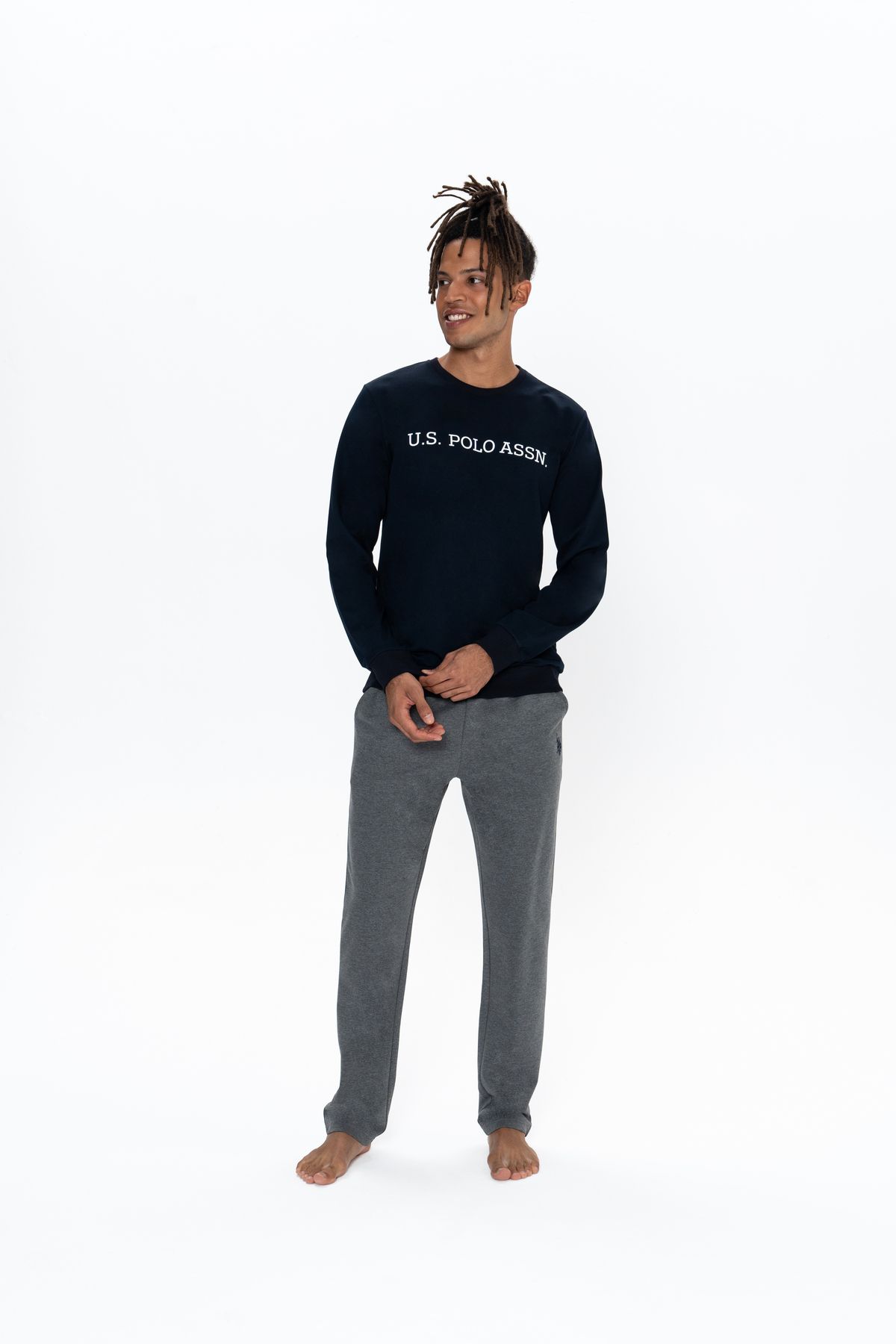 U.S. Polo Assn.-U.S. Polo Assn. Men's Crew Neck Cotton Blend Pajamas Set 1125K.Z.1.Eta8.G.8.Rou5.P.8.023Kml 4