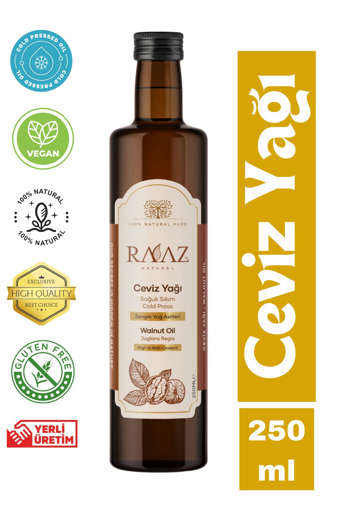 RAAZ Ceviz Yağı Soğuk Sıkım %100 Saf 250 ml