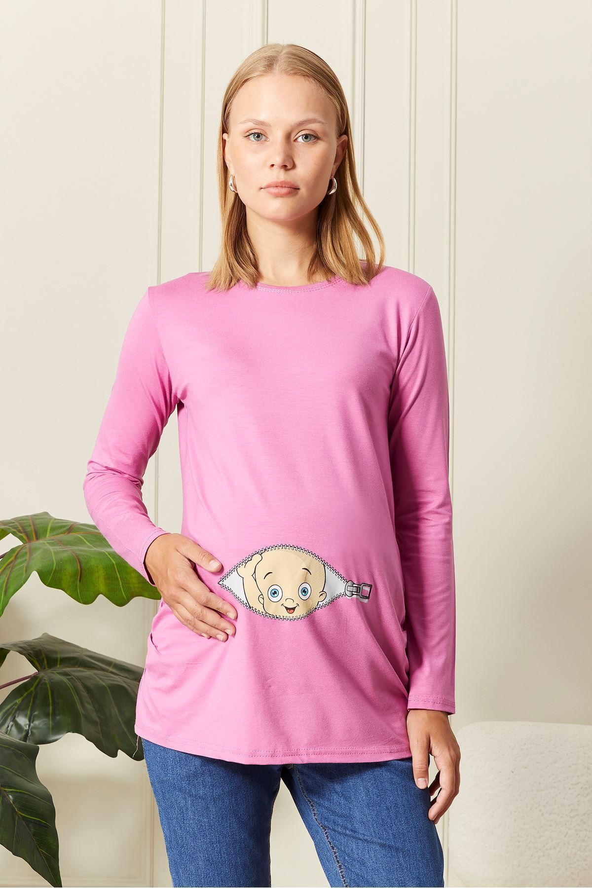 epaavm-Long Sleeve Printed Maternity T-Shirt 3