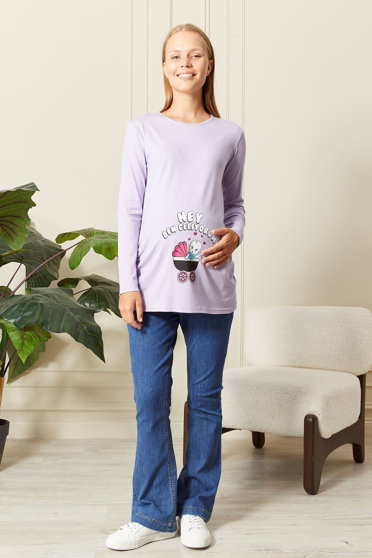 epaavm-Long Sleeve Printed Maternity T-Shirt 3