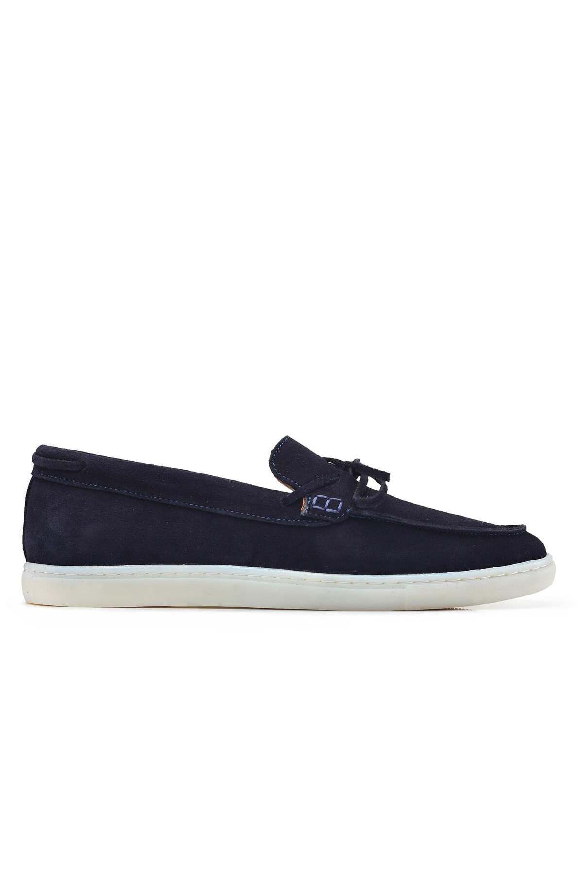 Nevzat Onay-Navy Blue Suede Summer Loafer -13023- 1