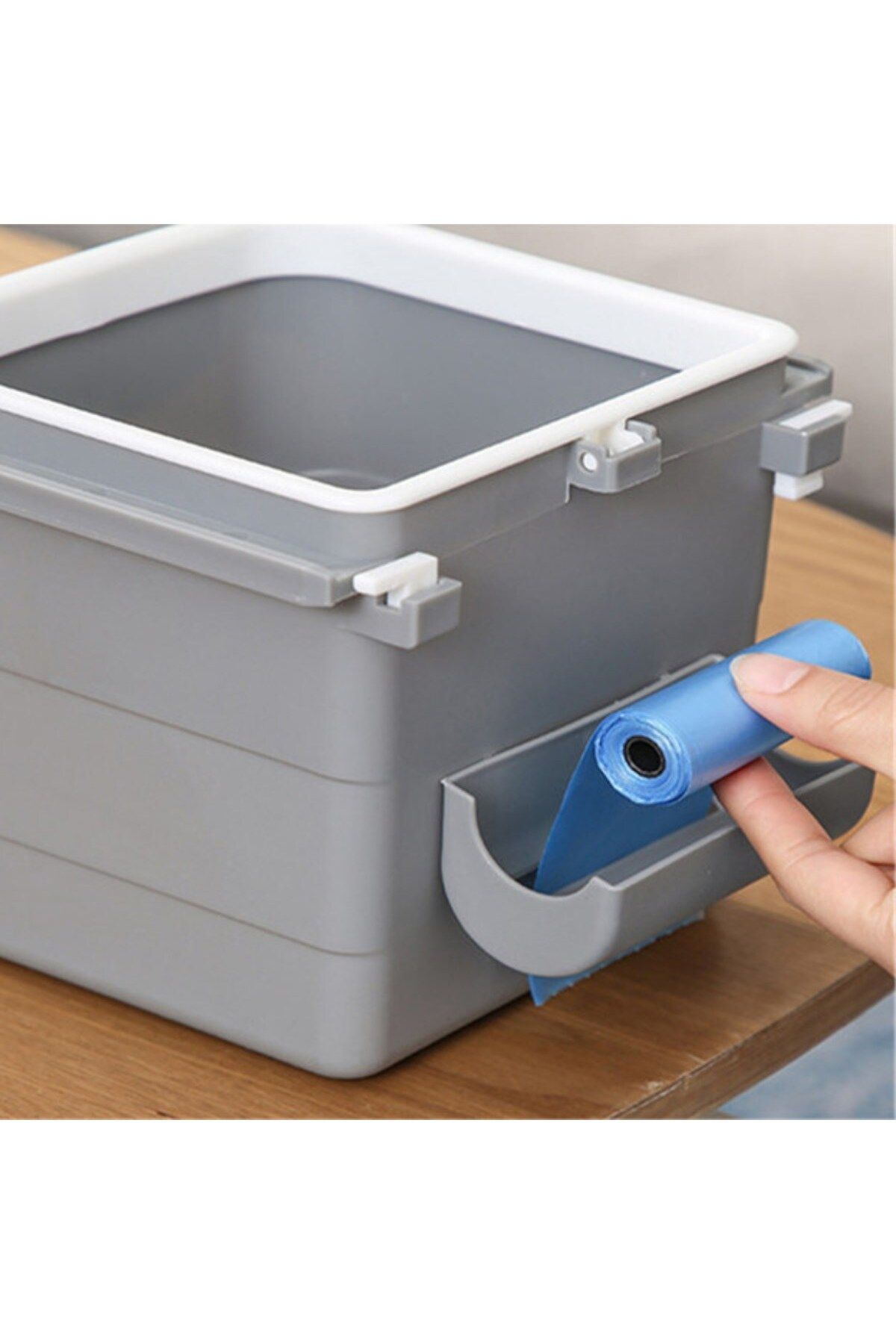FRD GROUP-Mini Table Trash Can Plastic under Counter Retractable Adhesive Invisible Partition Practical (5235) 3