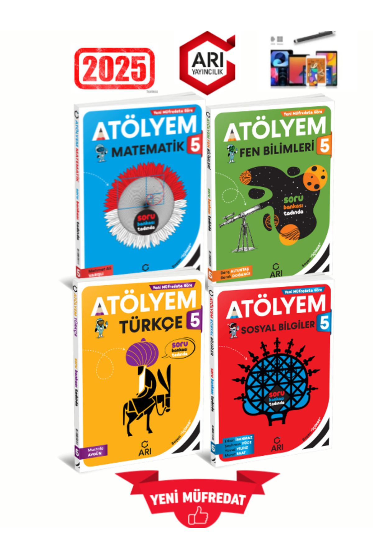 Arı Yayıncılık 2024-2025 Müfredat 5.Sınıf Atölyem Mat-Fen-Türkçe-Sosyal %100 Yeni Konu Özetli Soru Bankası+Kalem
