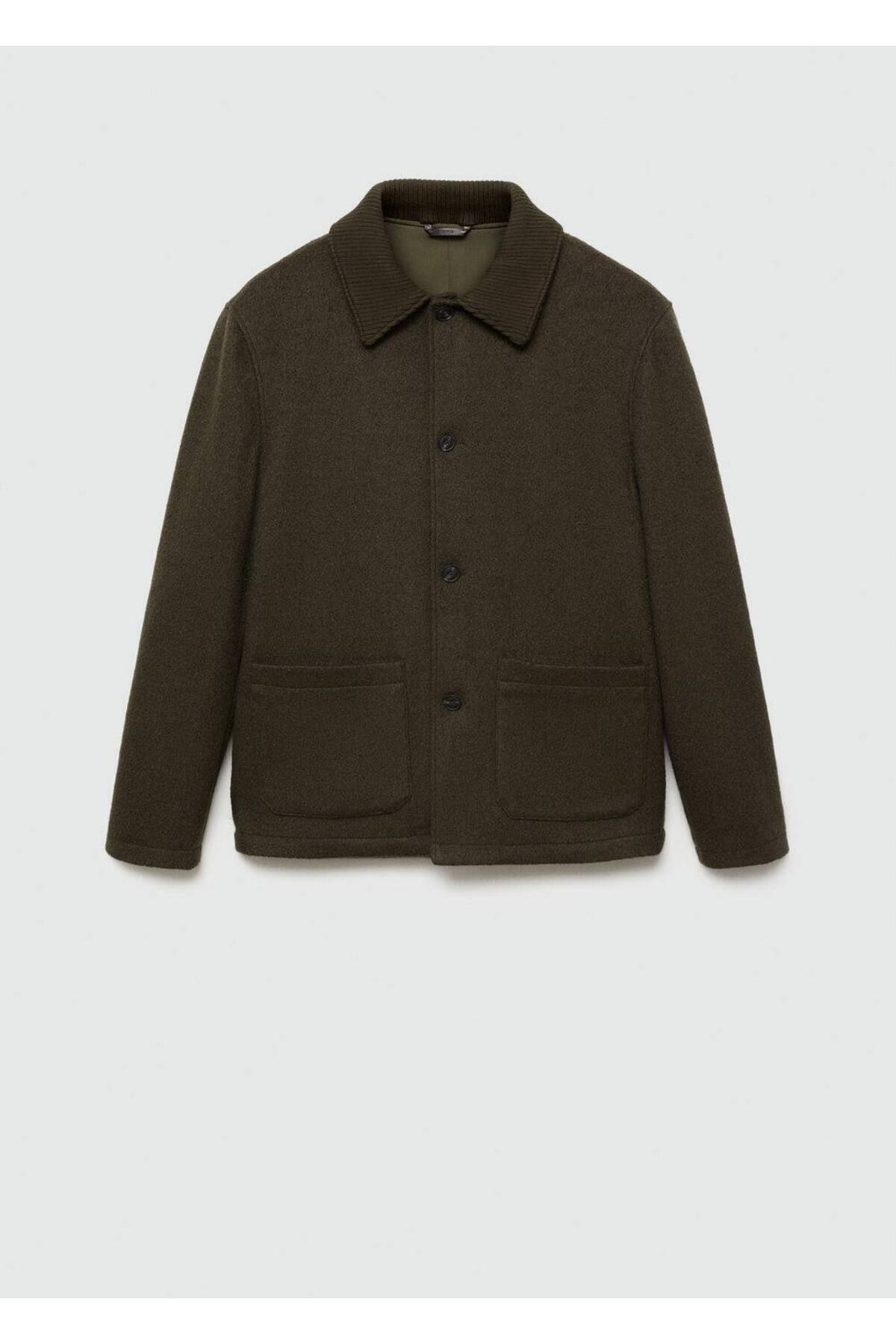 MANGO Man-Woolen Boucle Jacket with Pockets 3