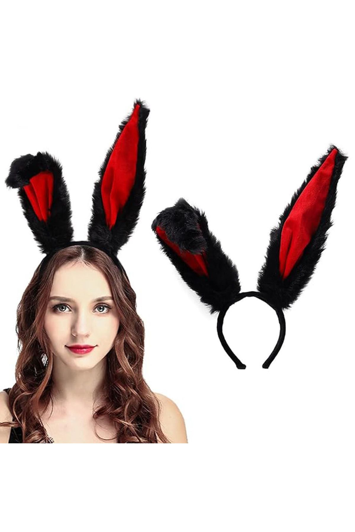 SUAREZ-Mega Size Shapeable Rabbit Ear from Cookable Material Black 14X43 cm 2