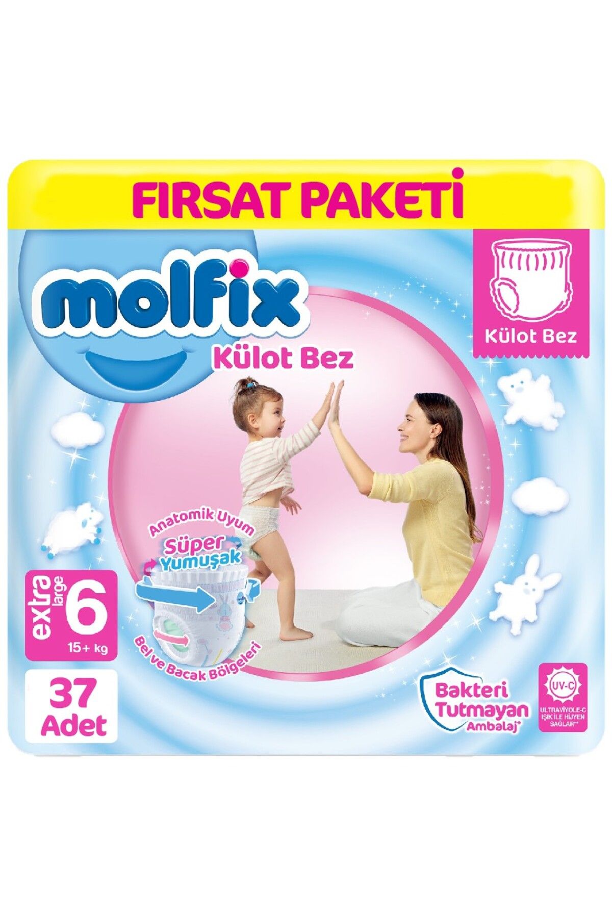 CPU ELEKTRONİK Molfix Külot Bez Fırsat Paketi 6 Beden 15+ Kg 37 Adet