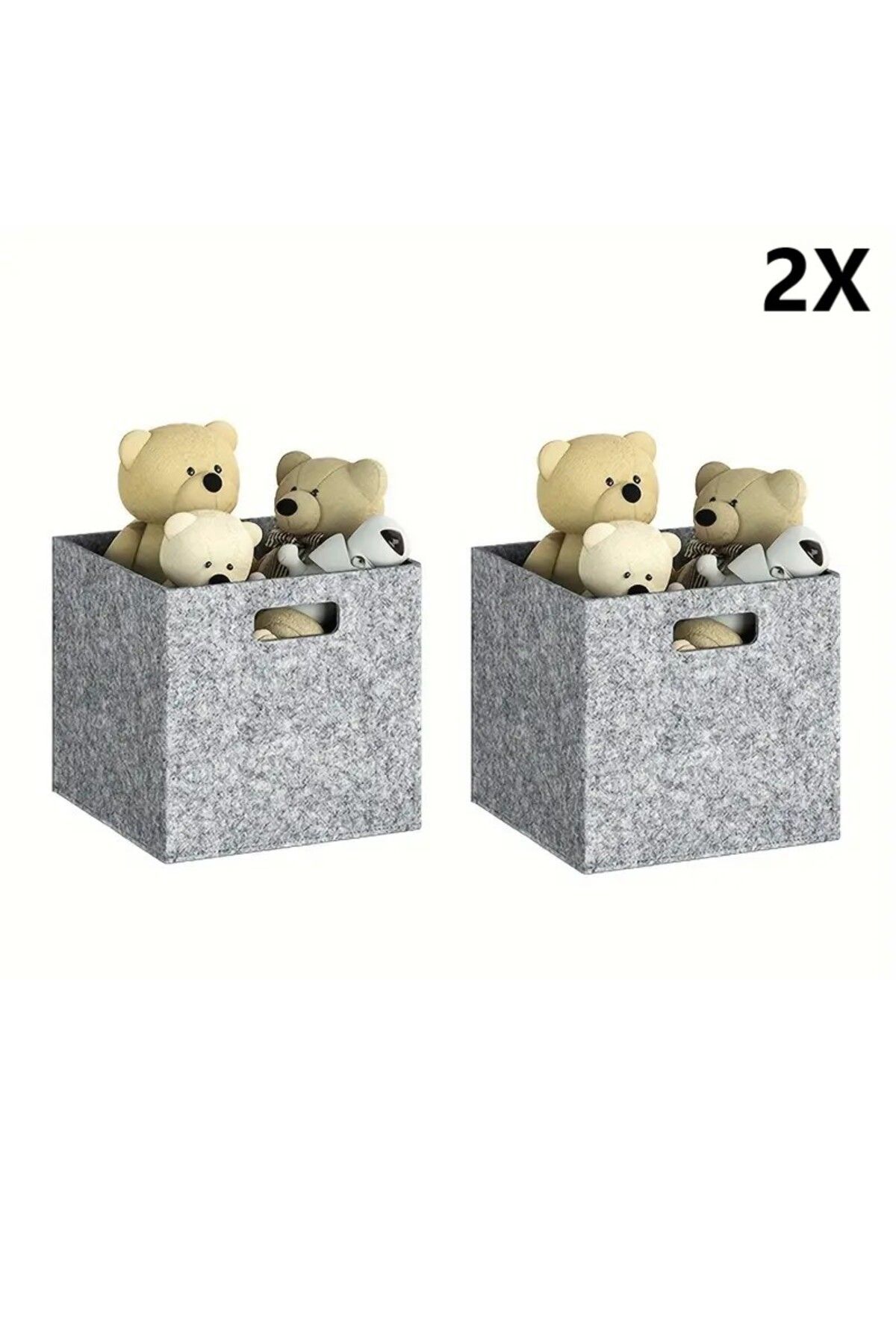 Next Craft 2 Bucăți Organizator Gri În Dulap - Pâslă De 3 Mm, Cutie Multifuncțională 32x32x32 Cm - One Size