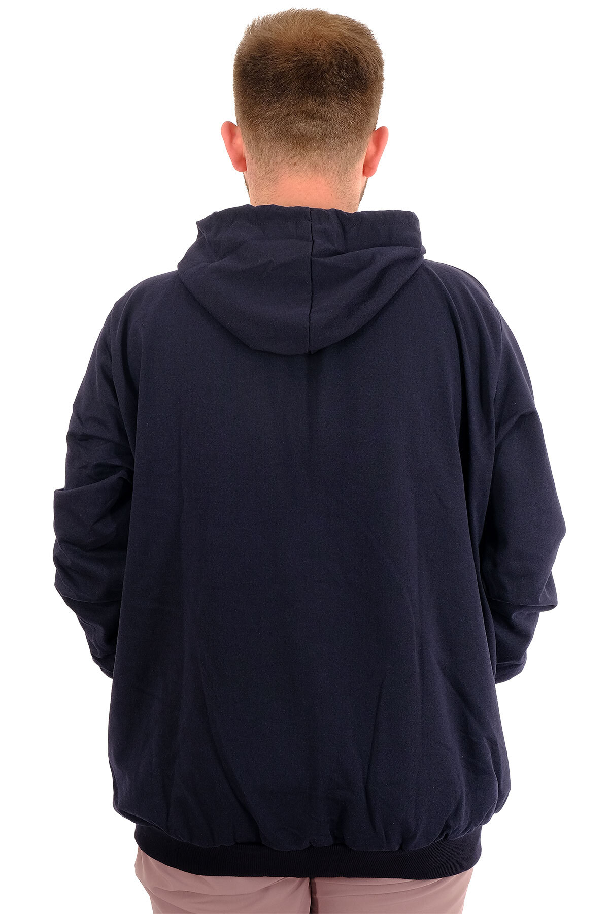 ModeXL Mode XL Büyük Beden Erkek Sweatshirt Kapüşonlu Fermuarlı Recycle B24547 Lacivert görsel 4