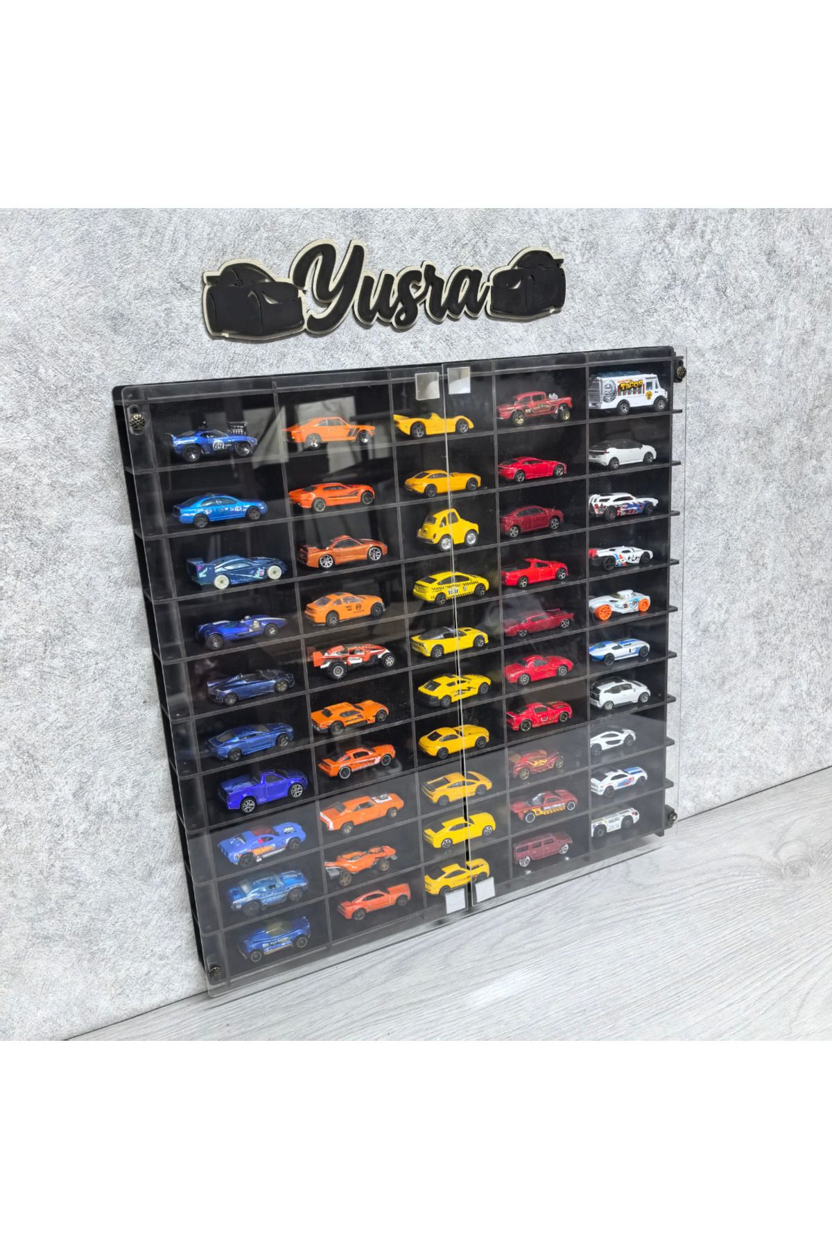 YUSRADESİGNART Pleksi Kapak 1/64 Hotwheels Matchbox Oyuncak Hobi Koleksiyon Model,Akrilik Kapaklı Araba Rafı