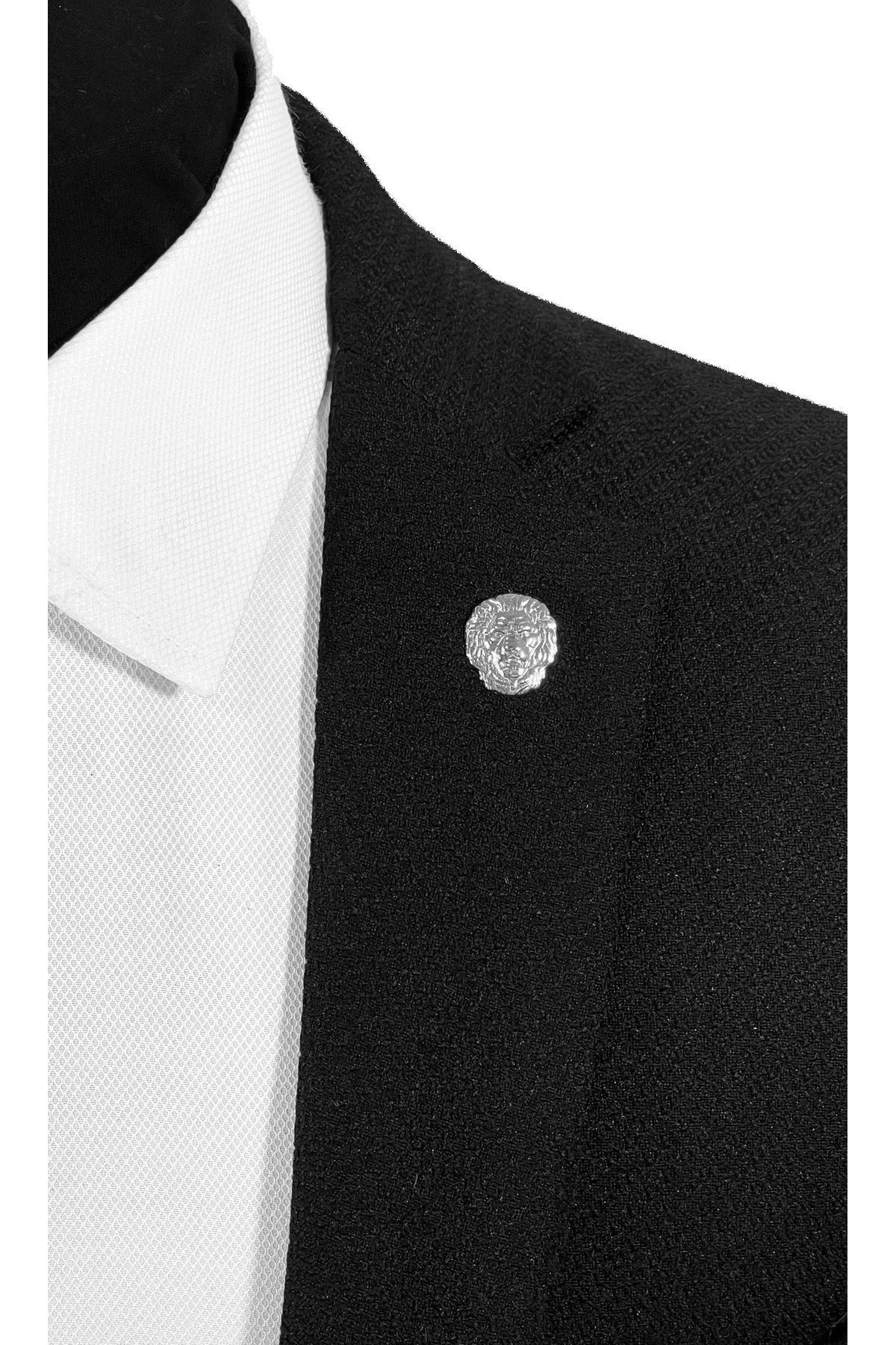  سنجاق سینه یقه کت نقره‌ای خاکستری طرح سر شیر