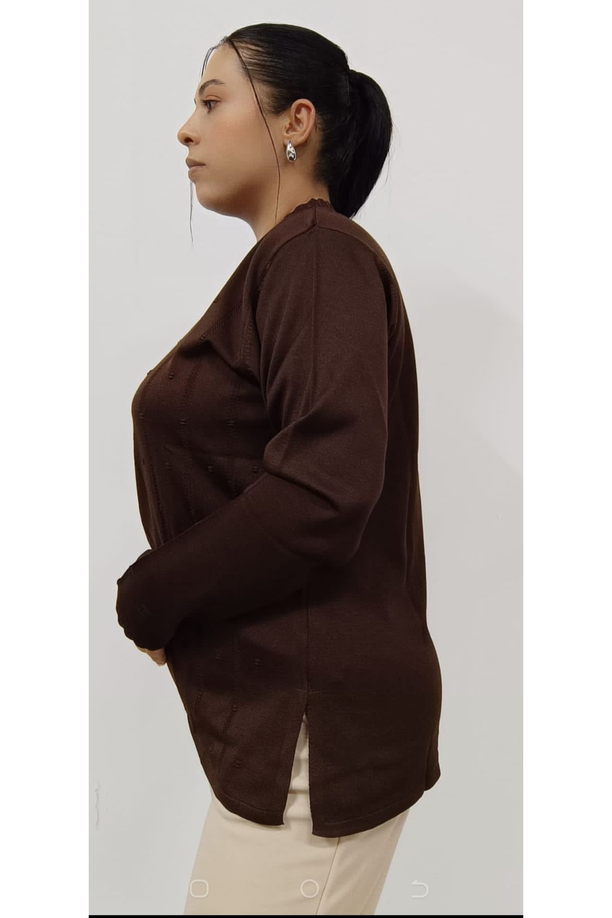 AKŞEN GİYİM-LARGE SIZE LONG SLEEVE THIN CORRATED FABRIC COOL STRING 70 CM SIZE COLLAR WITH LACE 1stQUALITY MOTHER BLUZ 5