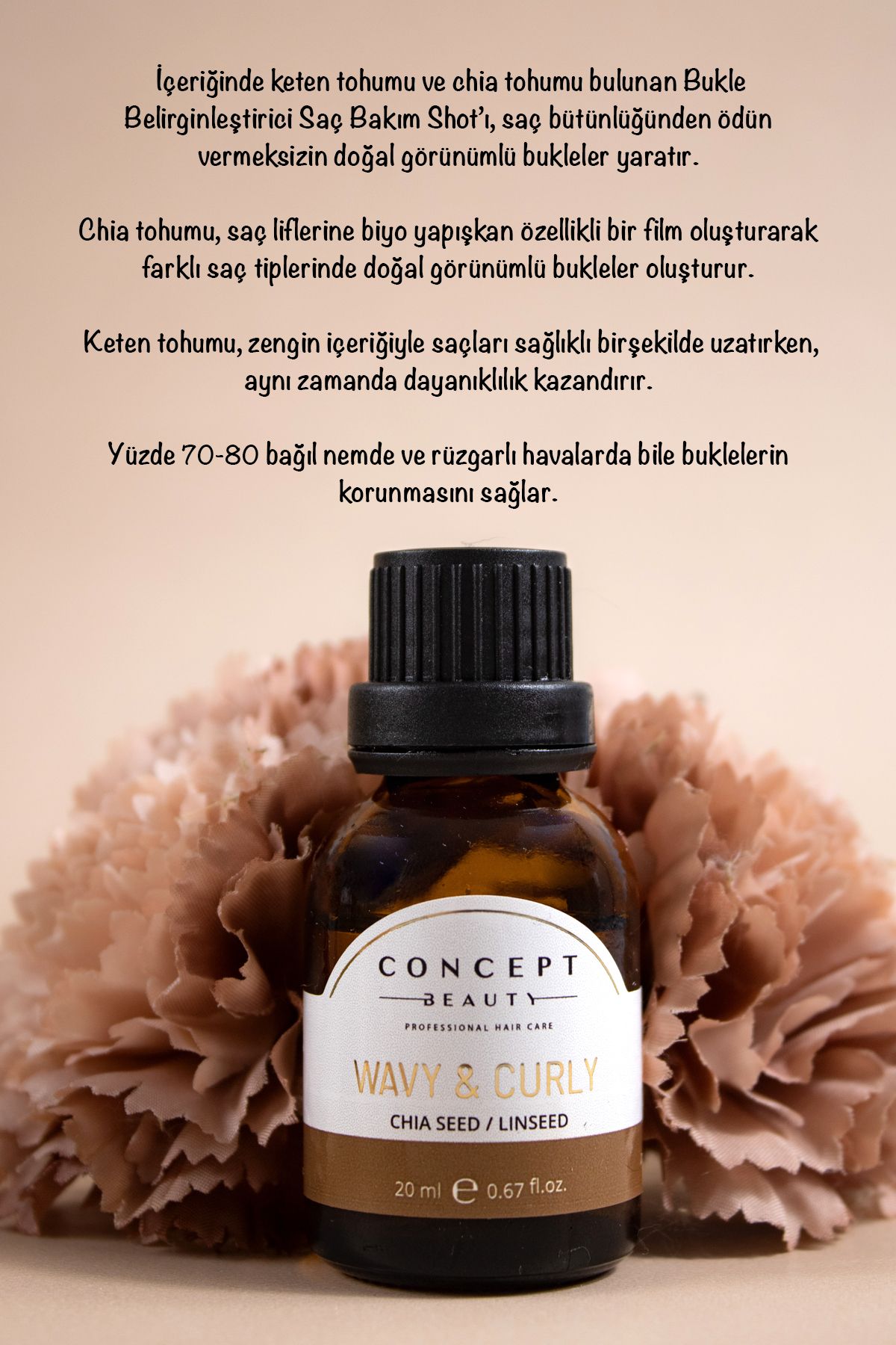 Concept Beauty Bukle Belirginleştirici Dermo Shot'ı - Chia Tohumu-keten Tohumu Özlü Saç Serumu (20ML)-3