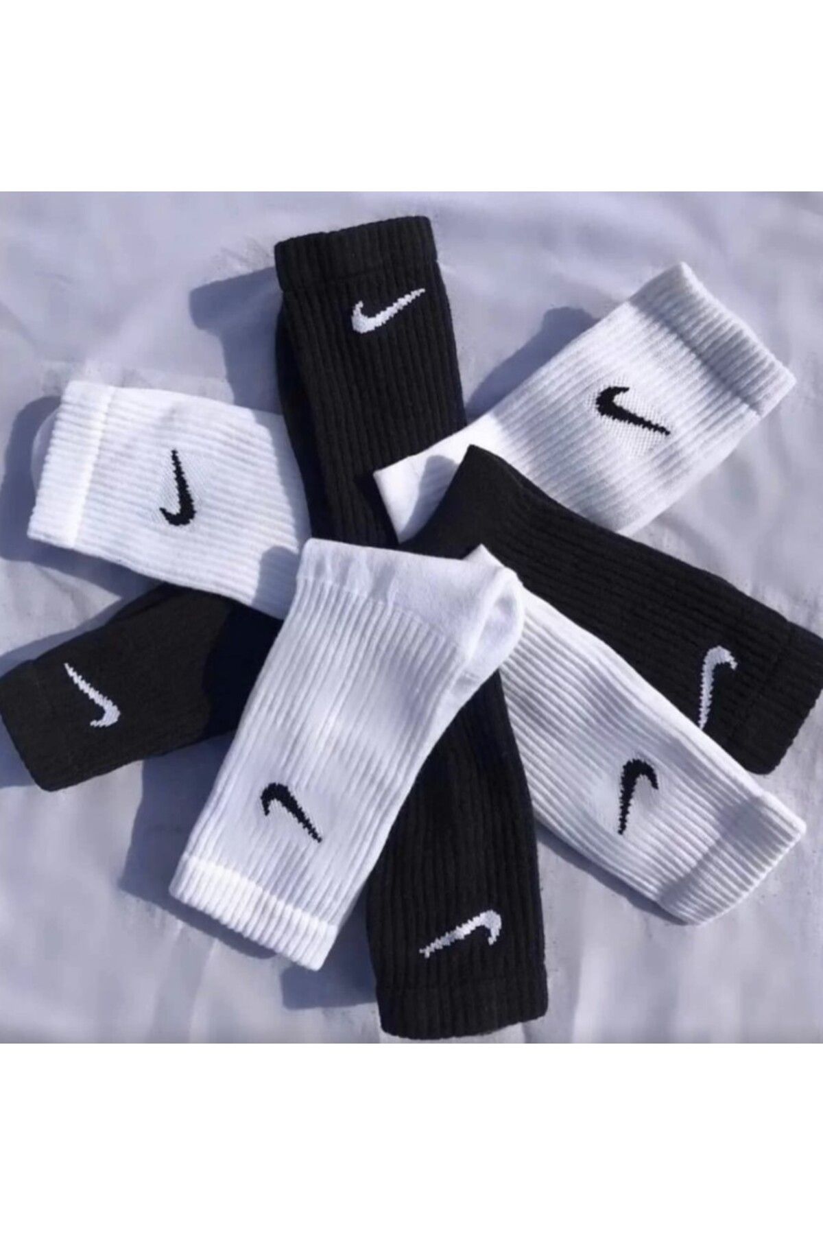 Ballet Socks-8 Pairs Cotton Premium White & Black Tennis Socks (100% Cotton) Long Model 1