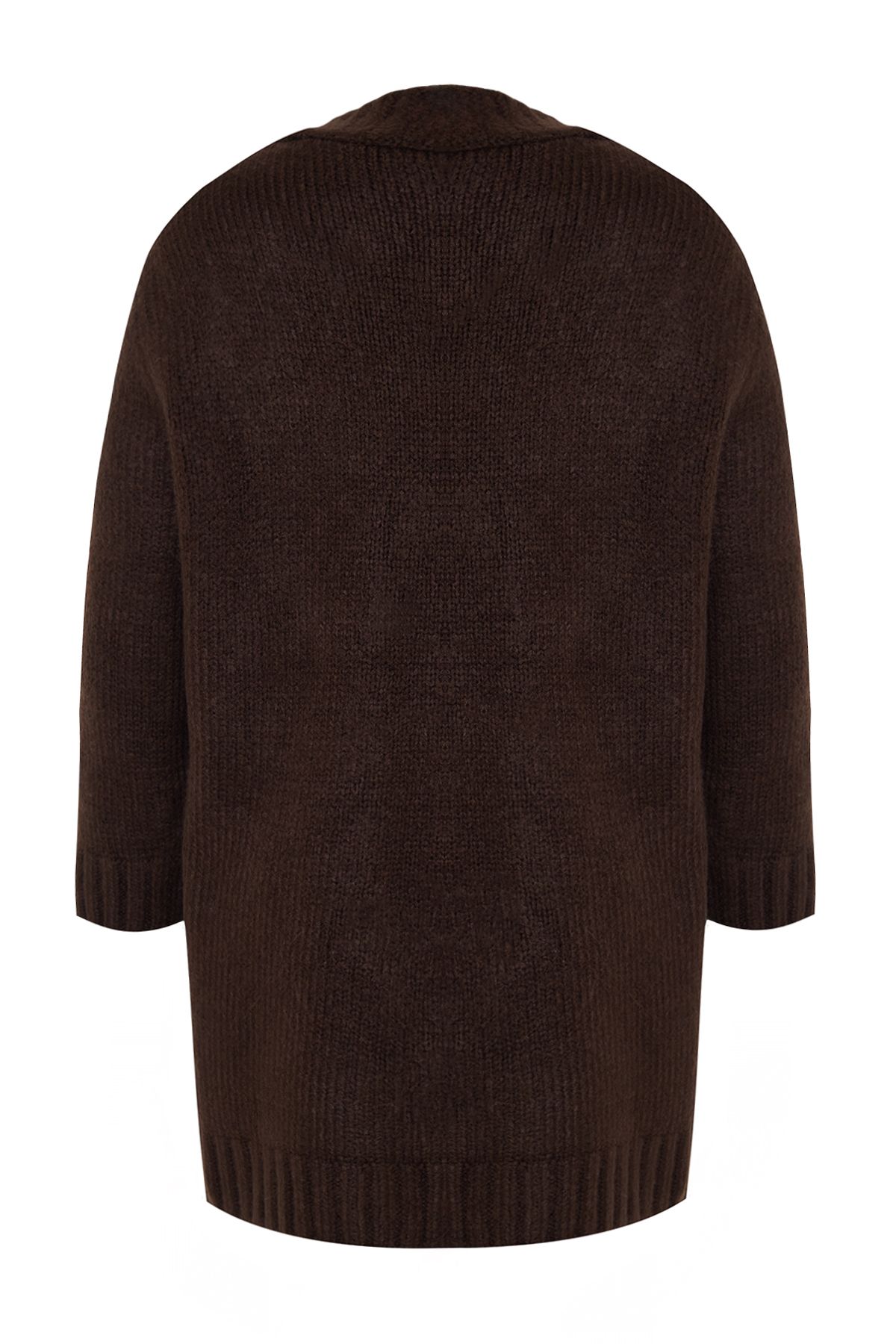 Trendyol Collection-Wide Fit Brown Knitwear Cardigan - Soft Texture Twoaw25Hi00275 7